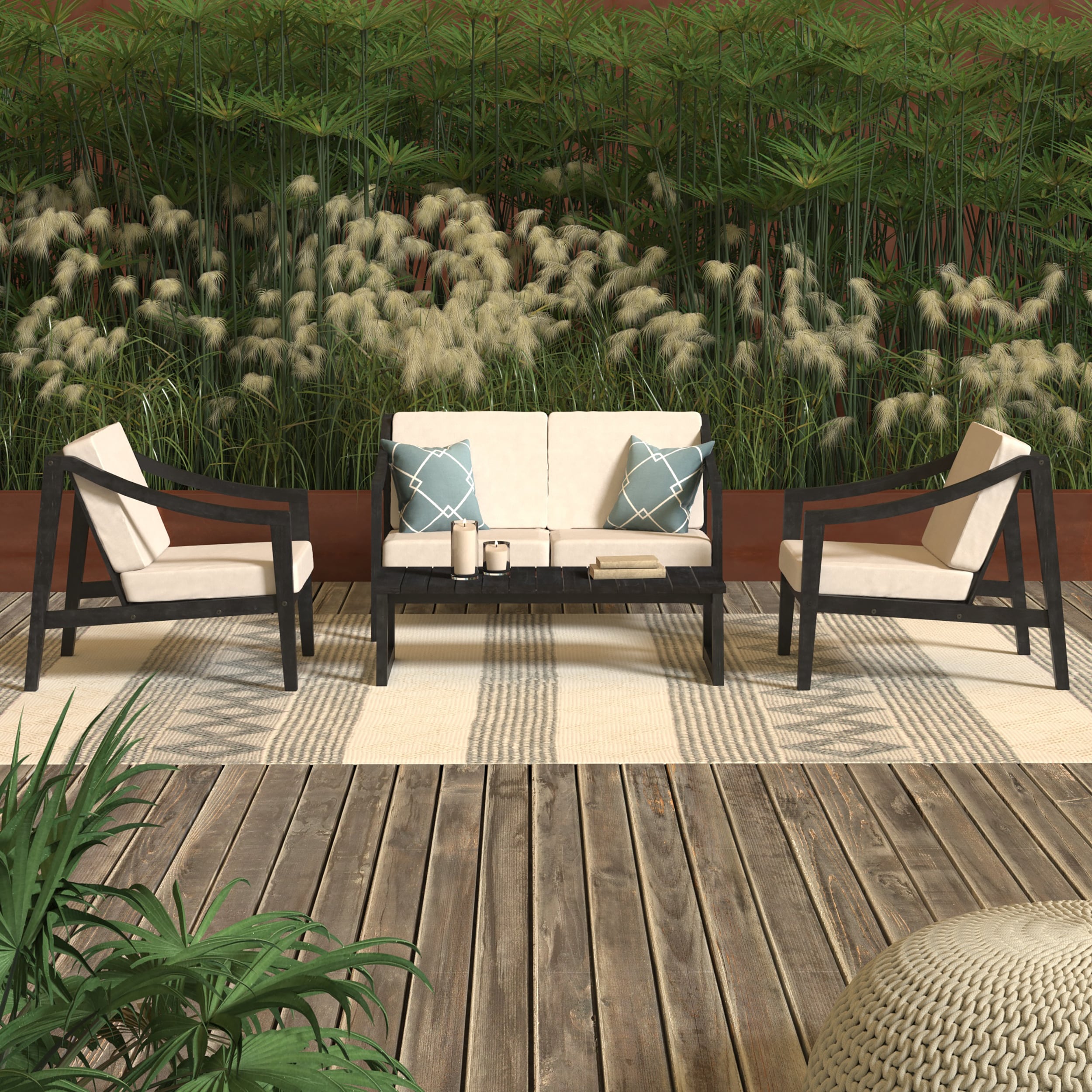 Walker Edison LWCOOD4PCSBL Patio-Conversation-Sets - View #2