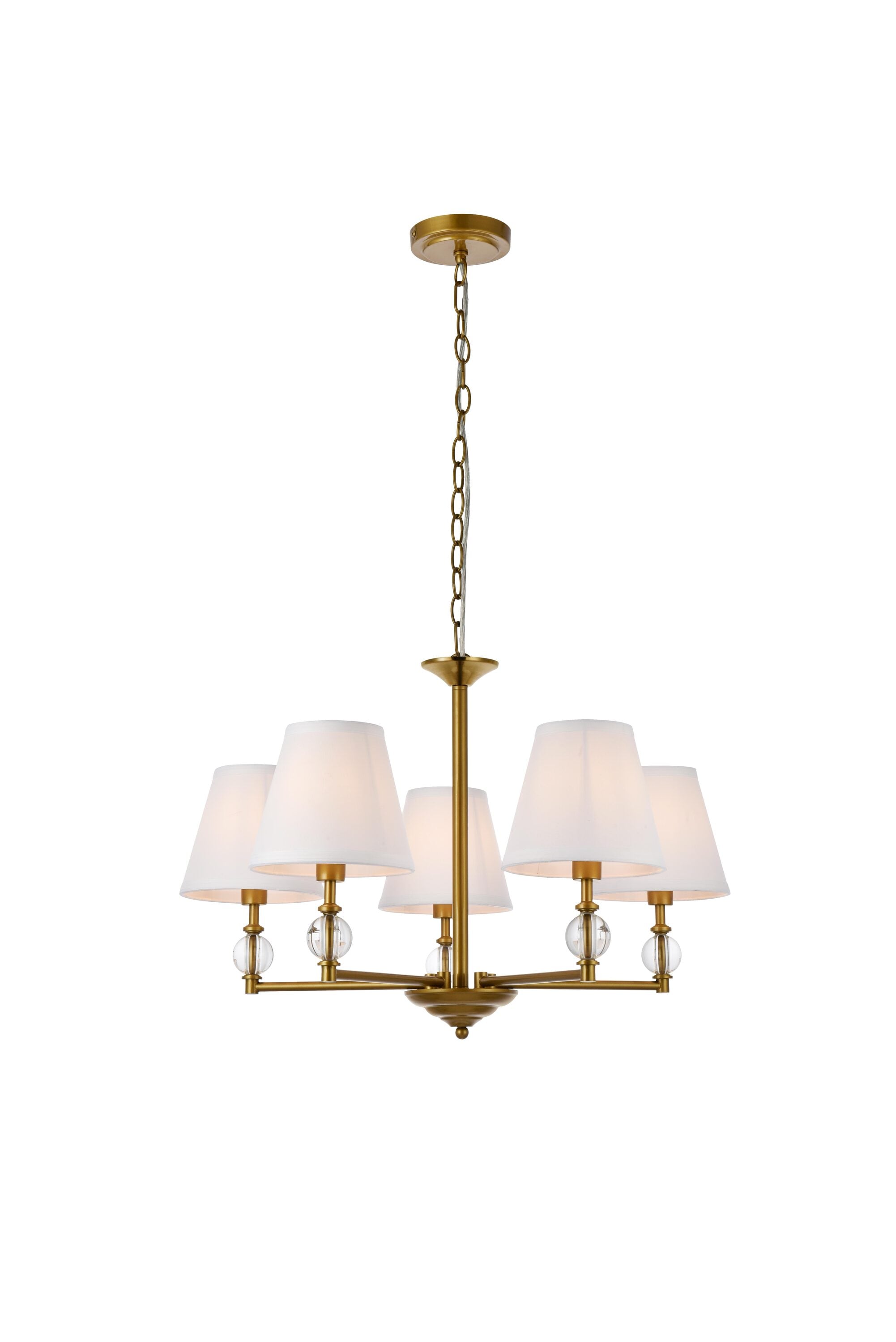 Elegant Decor HFDL21072D25BR Home Furnishing 5 -Light Brass Mid-century Drum Large Hanging Pendant light
