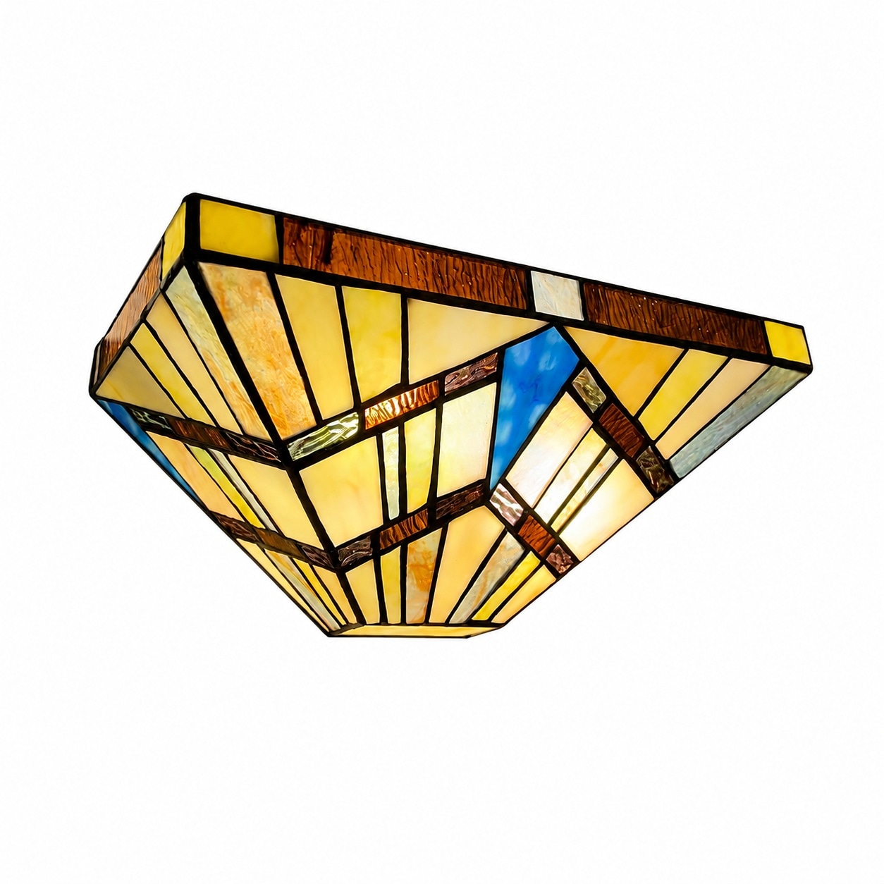 Aoibox  Vintage Style Stained Glass Integrated LED Vanity Light Bar 12 in Wide 2 Light Cream Amber Wall Fixture