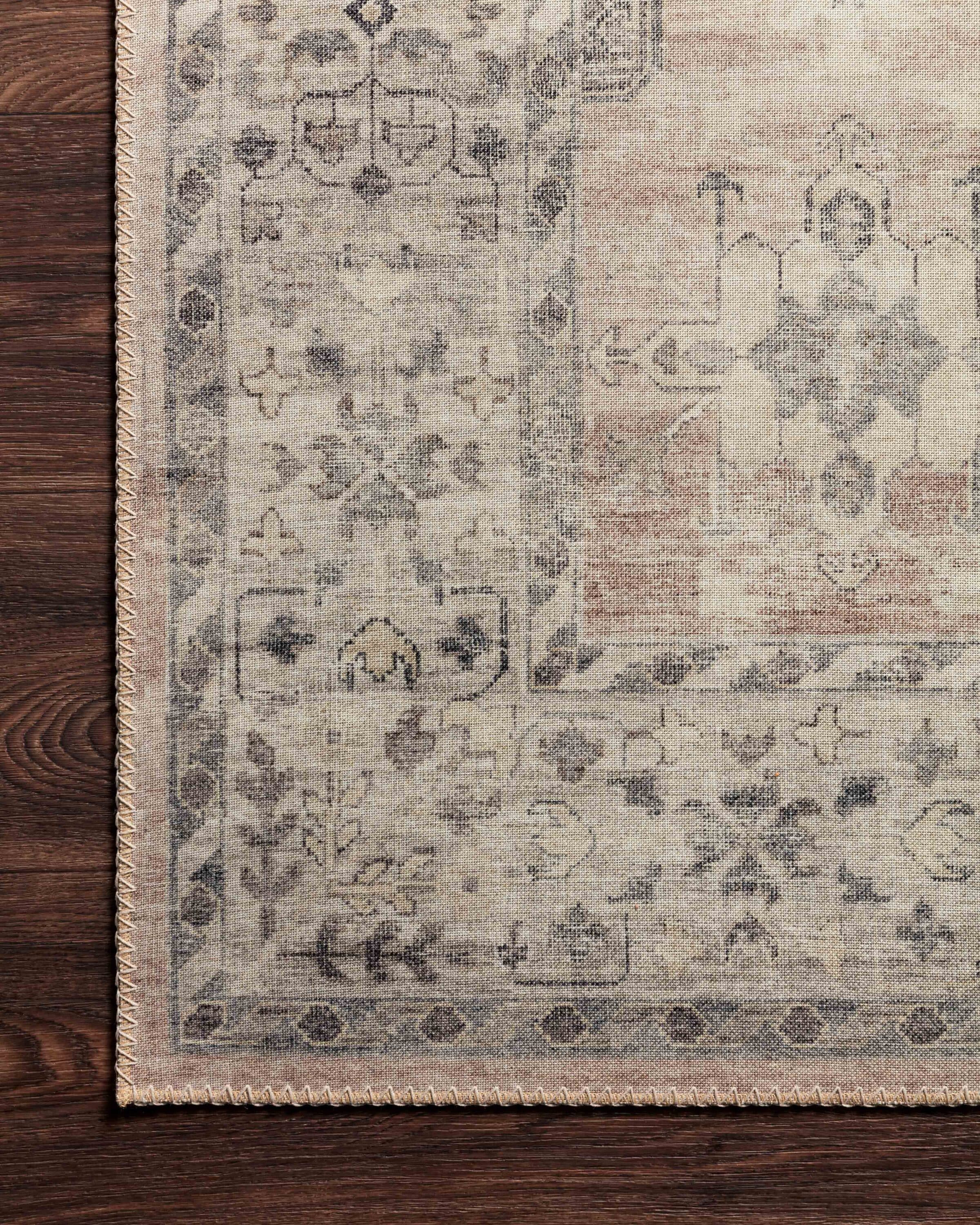 Gray and Beige Rectangular Synthetic 5' x 7' Area Rug