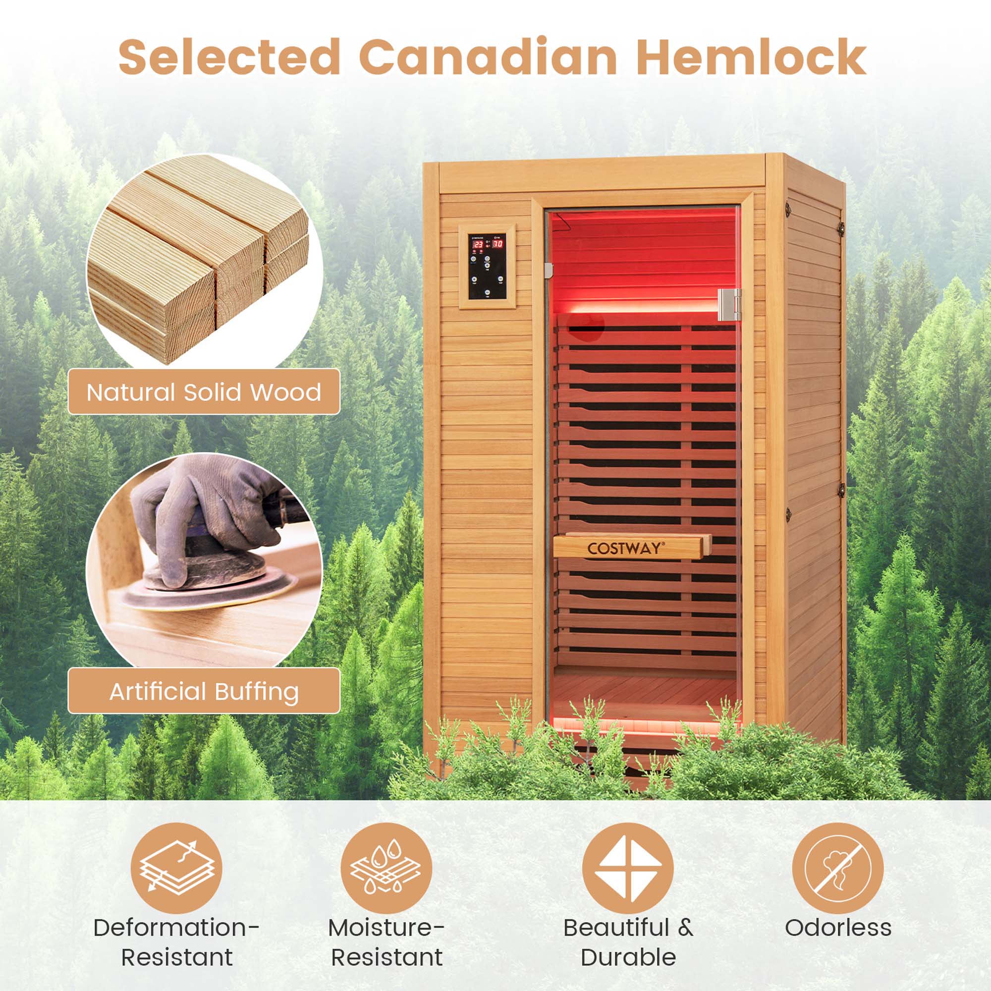 Costway HCST01346 Indoor-Saunas - View #6