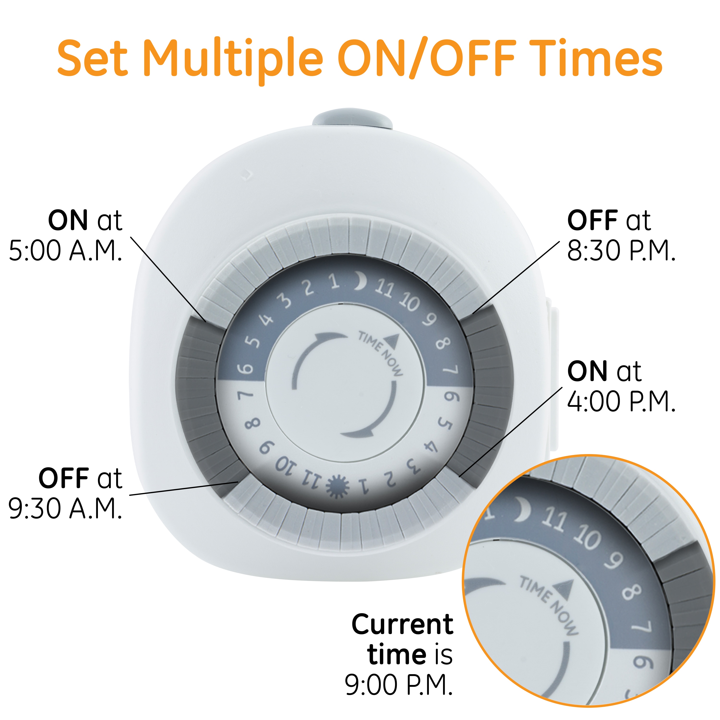 Outlet Timer Mechanical Countdown 15 Minute to 24 Hours 125V US Standard  Auto Shut Off Power