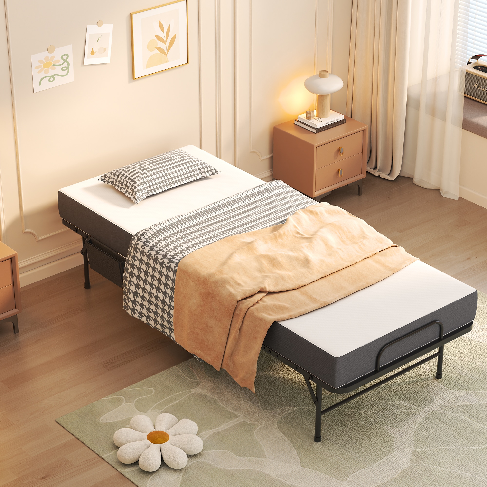 Clihome - Full Black Metal Bed Frame Storage