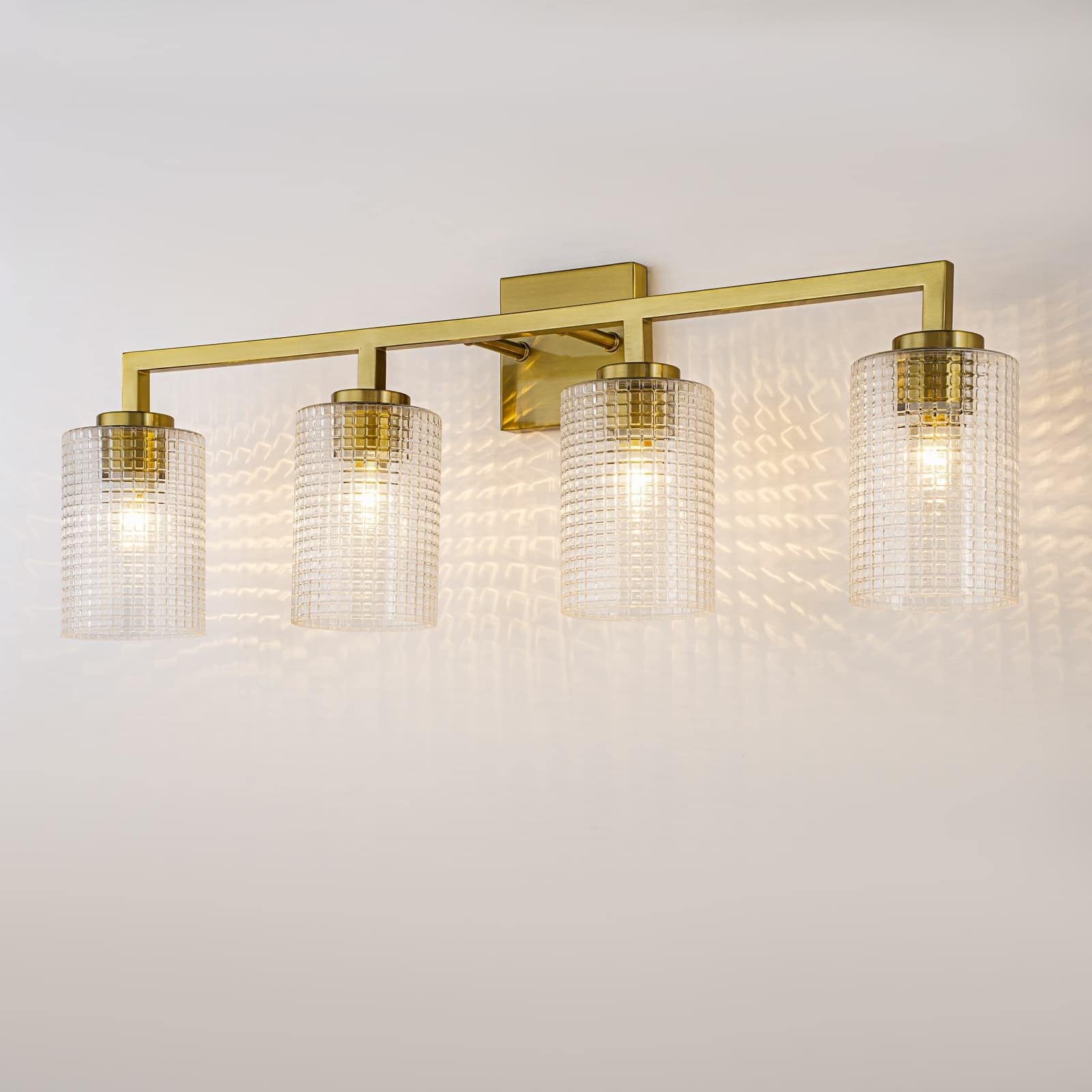 Kofara 30.7-in Gold Modern/contemporary Textured Grid Glass Bathroom Vanity light