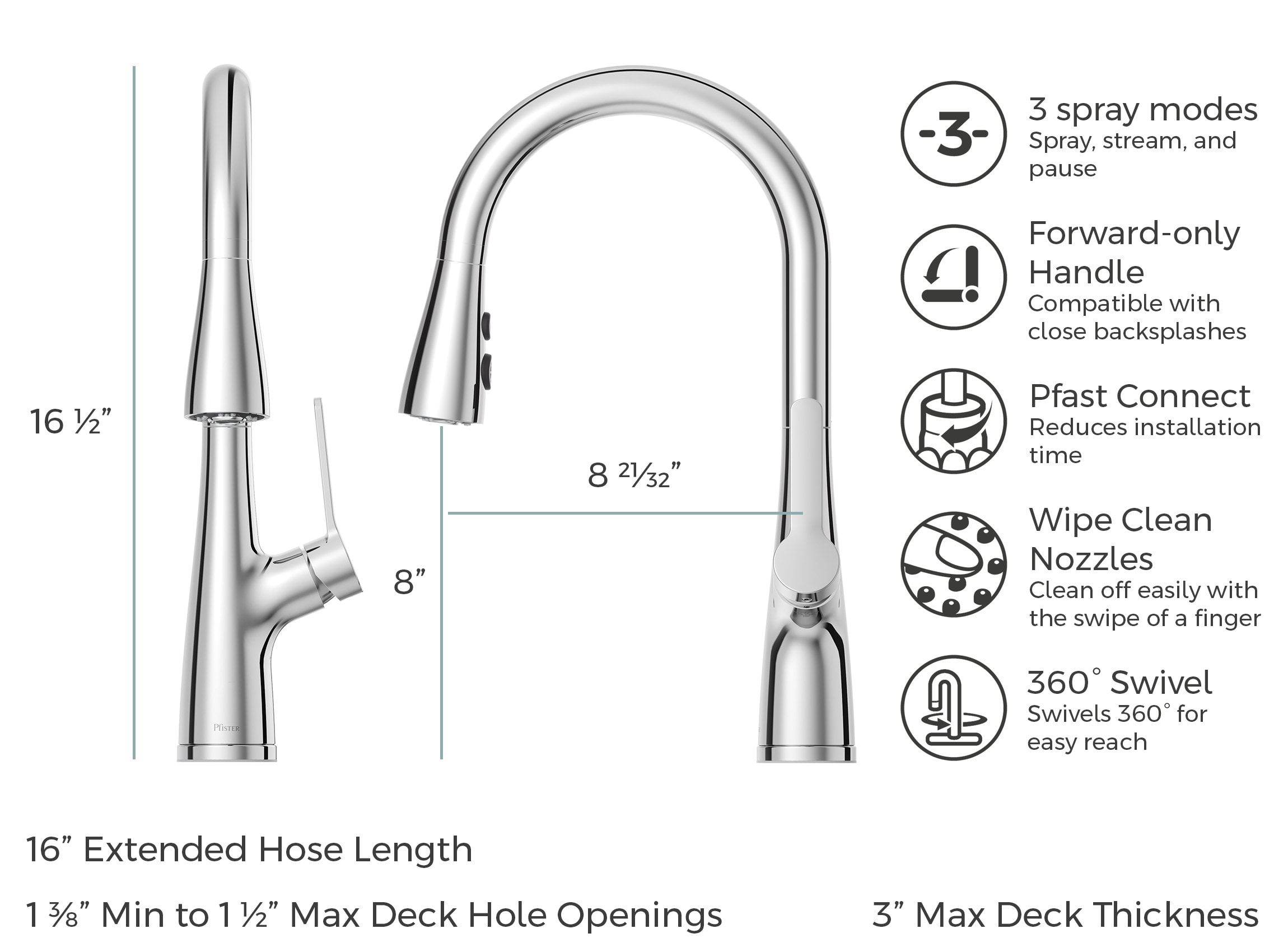 Pfister Neera Polished Chrome Single Handle Pull-down Kitchen Faucet ...