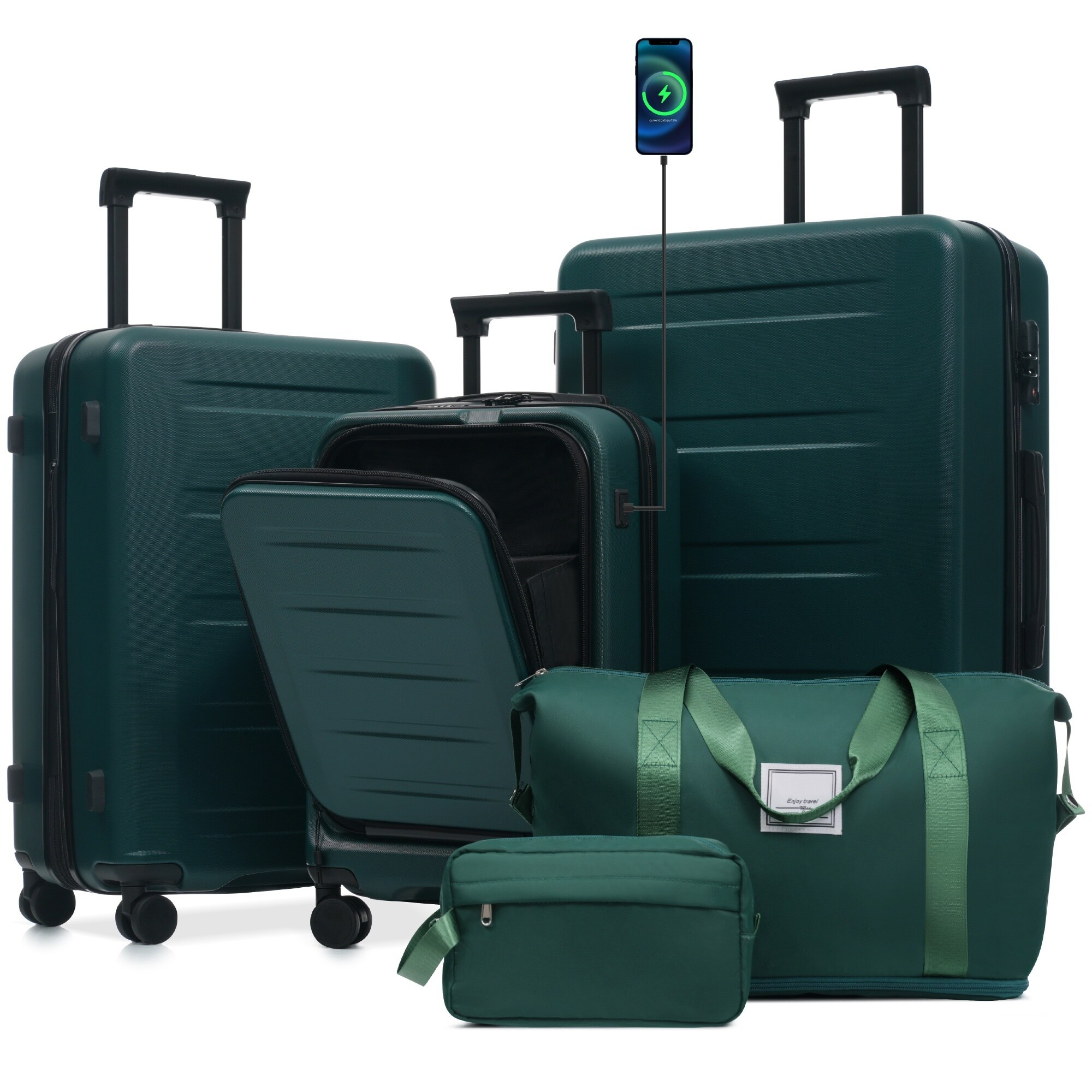 LIVACA 20 inch x 24 inch x 28 inch Dark Green ABS Hardside