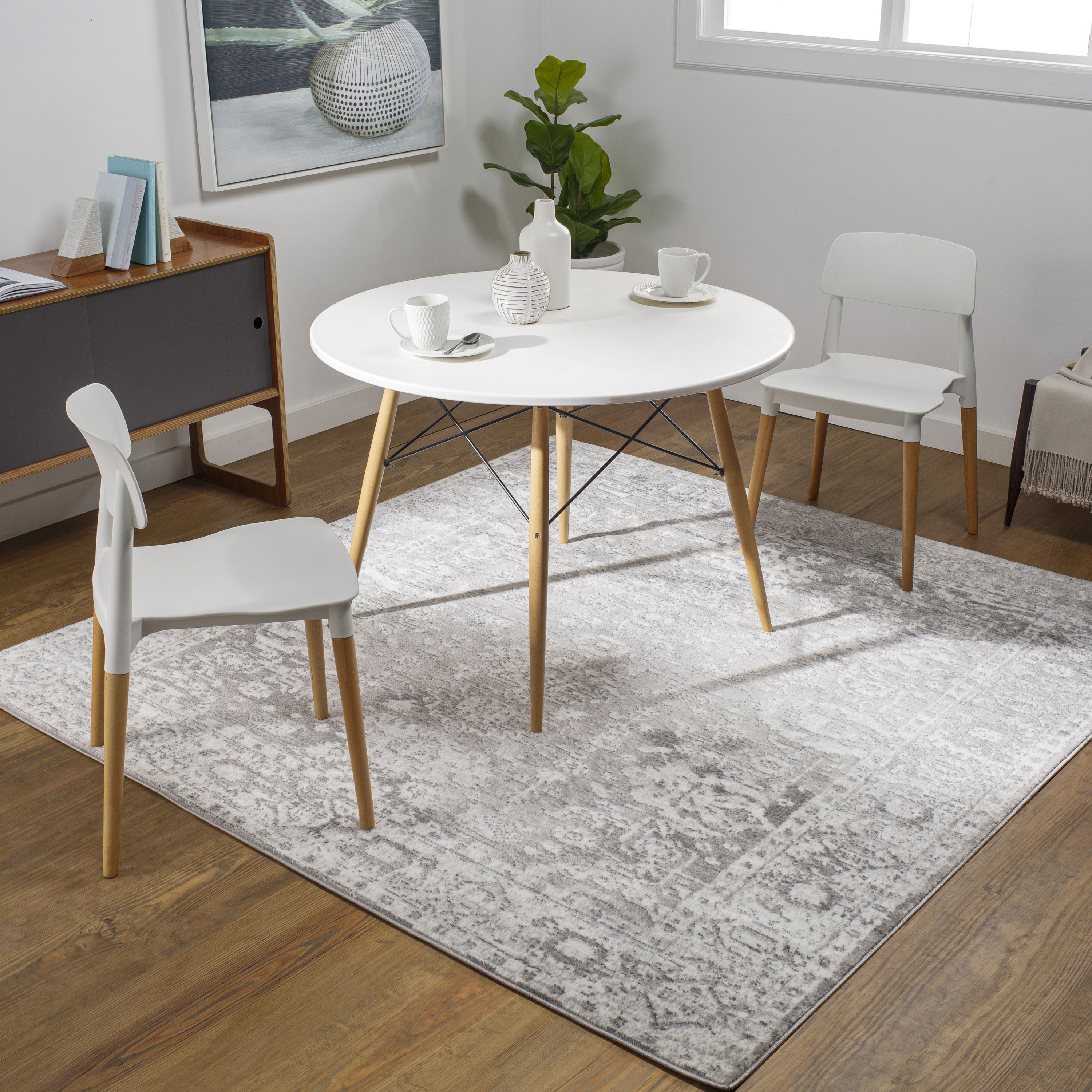 Livabliss MNC2311-53SQ Monte Carlo 5 x 5 (ft) Polypropylene Charcoal Square Indoor Medallion Oriental Area rug