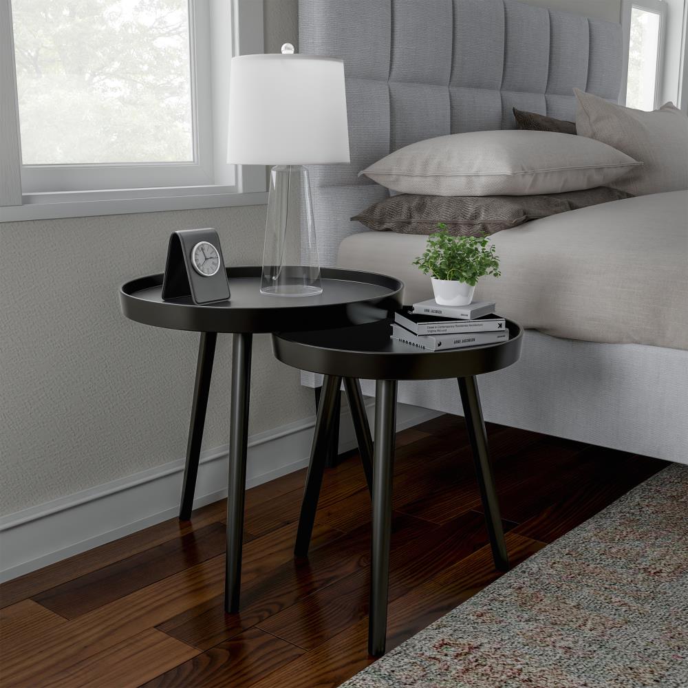 Hastings Home Hastings Home End Tables Black Wood Round Modern End ...