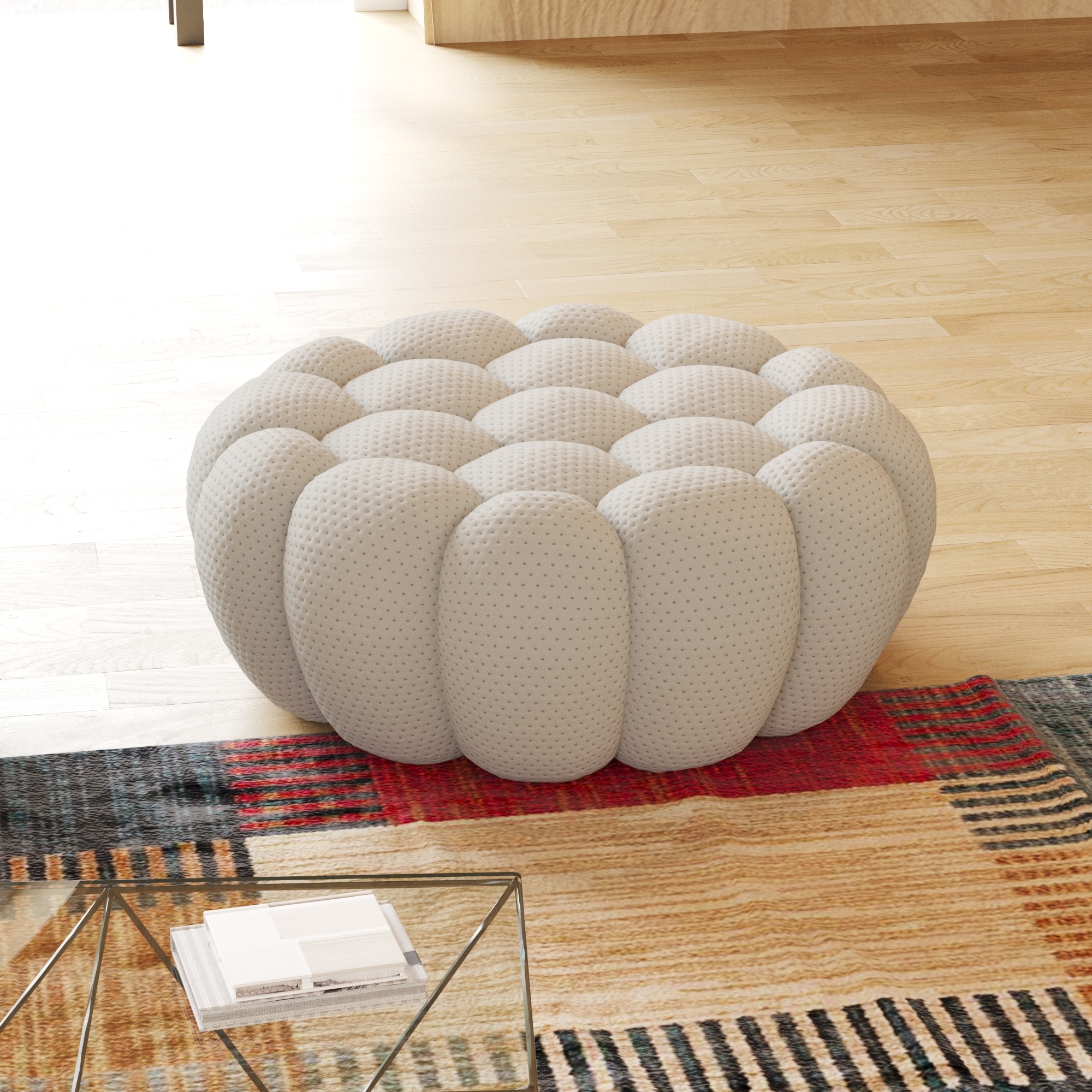 BuotiqHom DH-OT4-133LG Casual Gray Round Ottoman