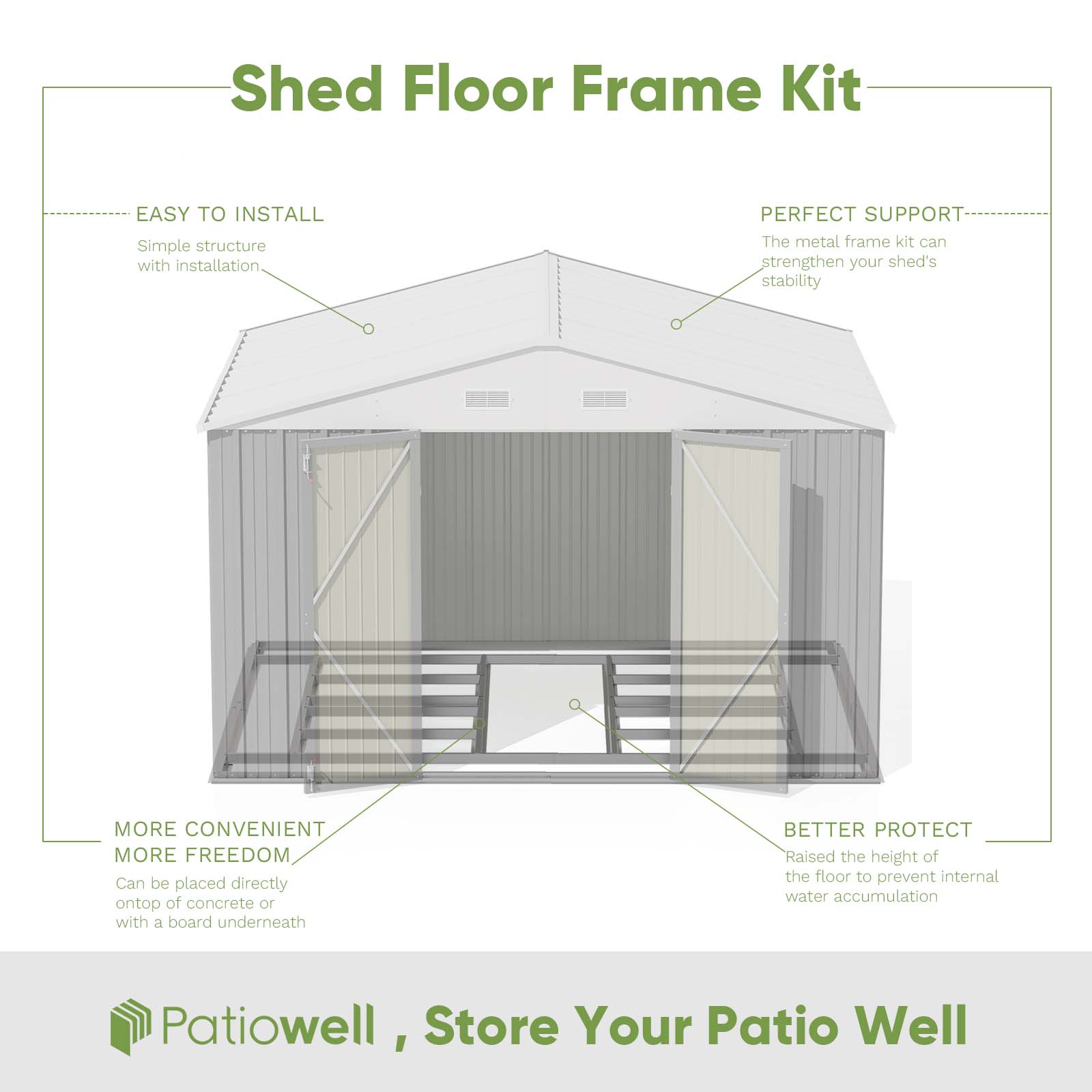Patiowell WES-0405F-4 Metal-Storage-Buildings-Sheds - View #2