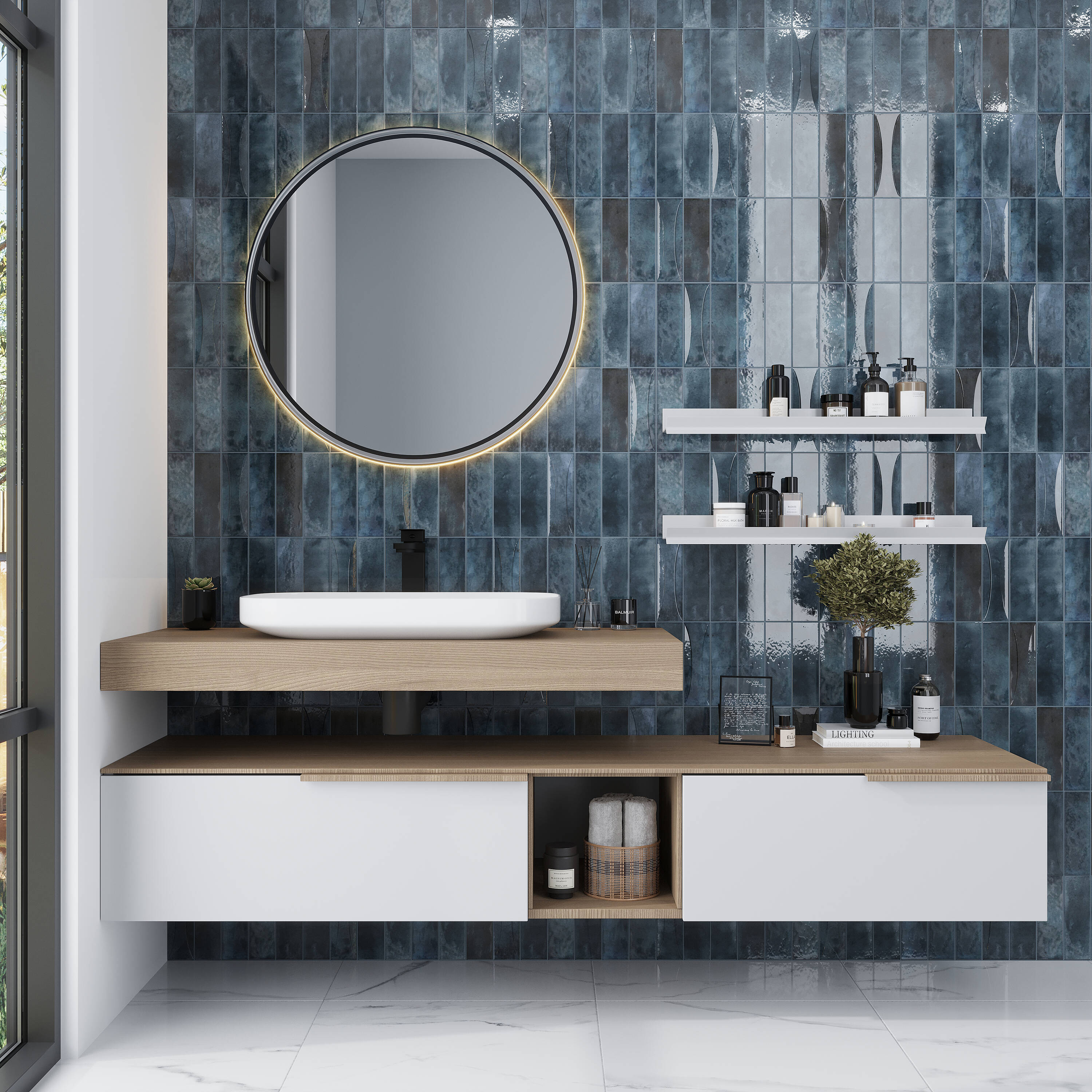 Antiek Glossy Blue Ceramic Subway Wall and Floor Tile