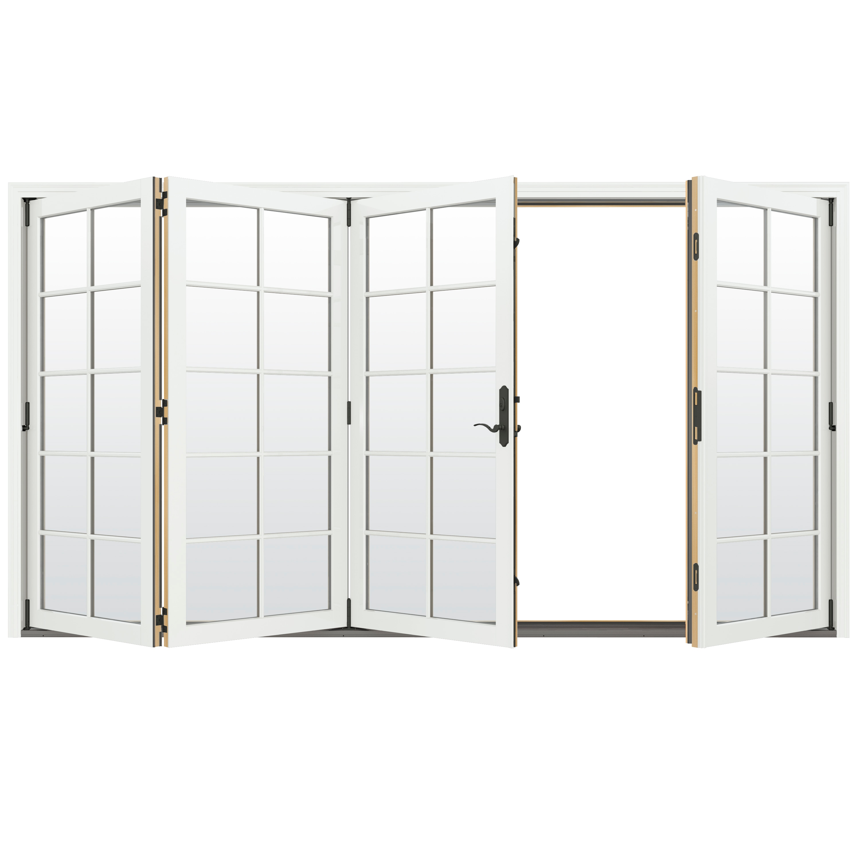 124-in x 80-in Low-e Argon Simulated Divided Light White Clad-wood Folding Left-Hand Outswing Patio Door | - JELD-WEN LOWOLJW247800091