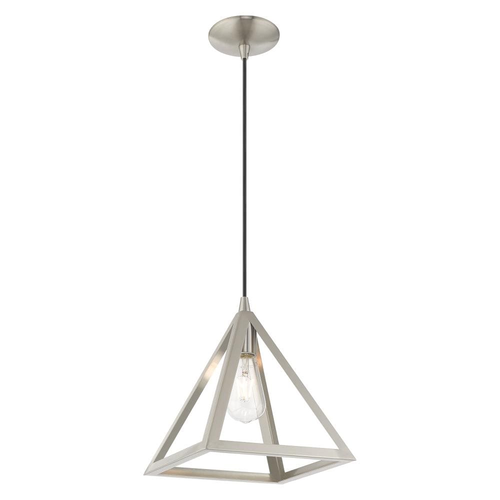 Brushed Nickel Mini Pendant Light with Geometric Shade