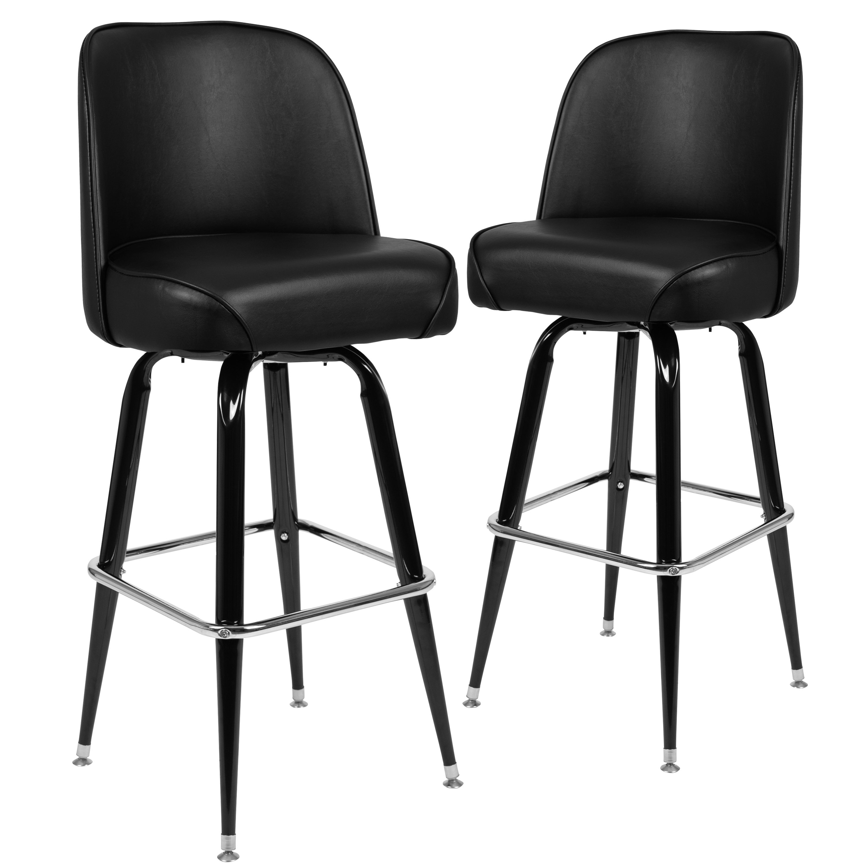 Flash Furniture 889142020424 Black 31.0-in H Bar height Upholstered Swivel Metal Bar Stool 2 -Pack