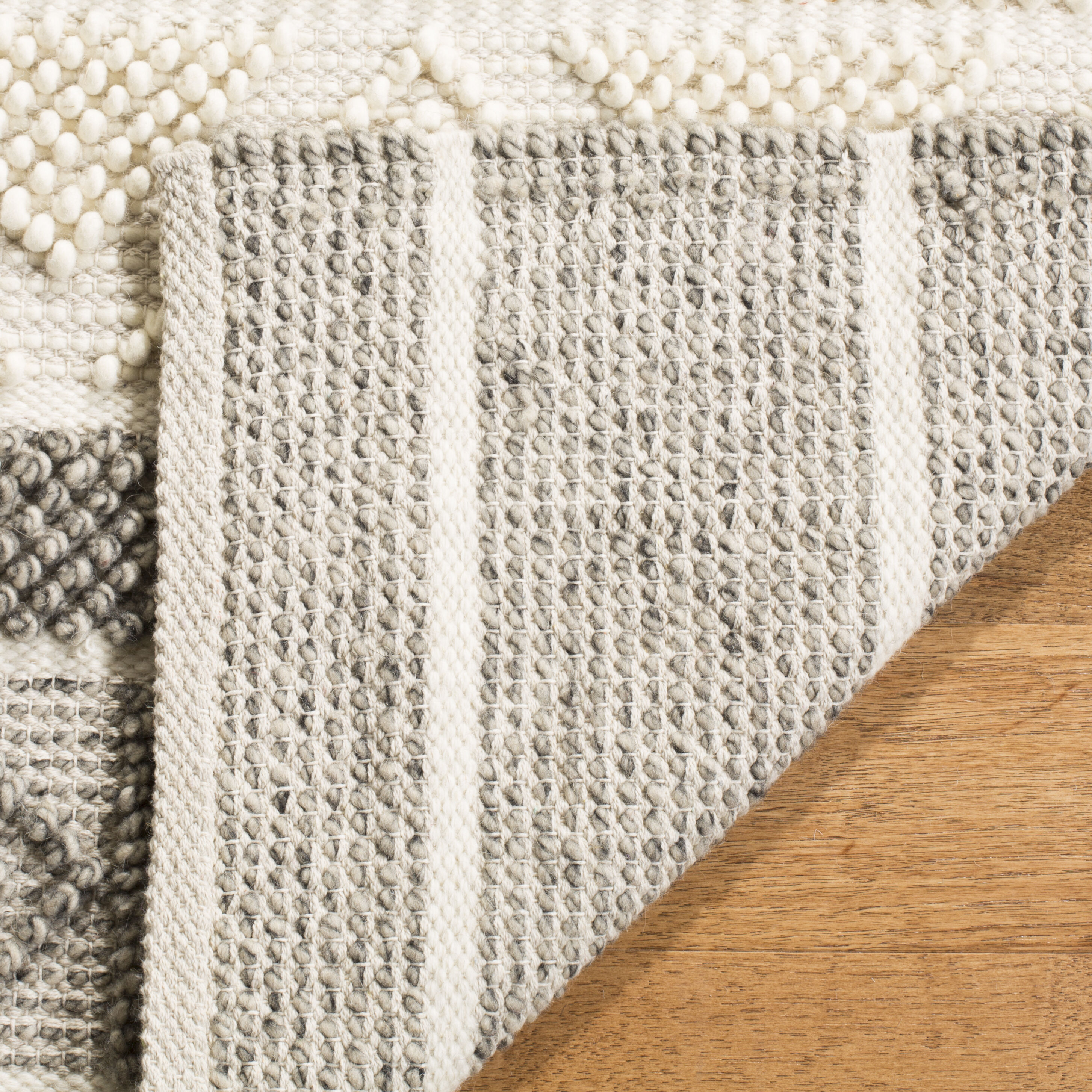 Ivory and Gray Hand-Tufted Wool Runner Rug, 2'3" x 8'