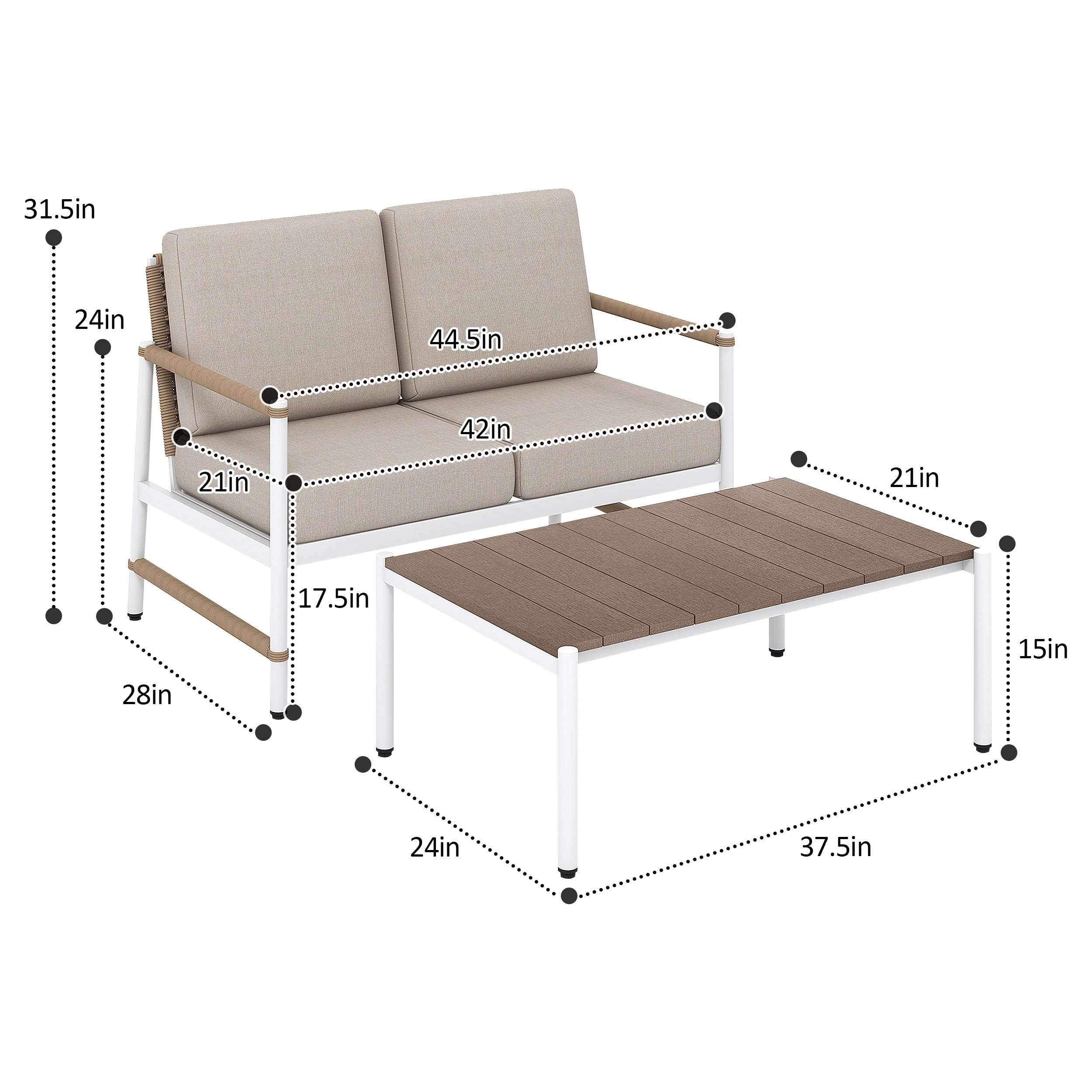 LIVIZA TDS11964GR-22 Patio-Conversation-Sets - View #2