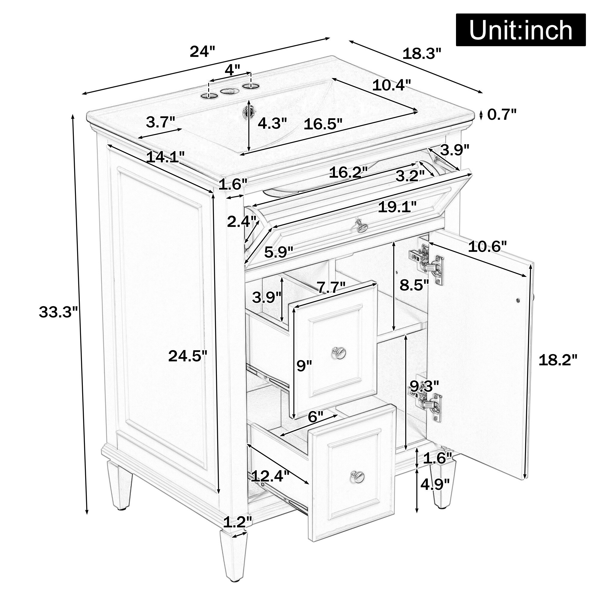 Dimakai DI-BY2521B3P Bath-Vanity-Combo - View #7