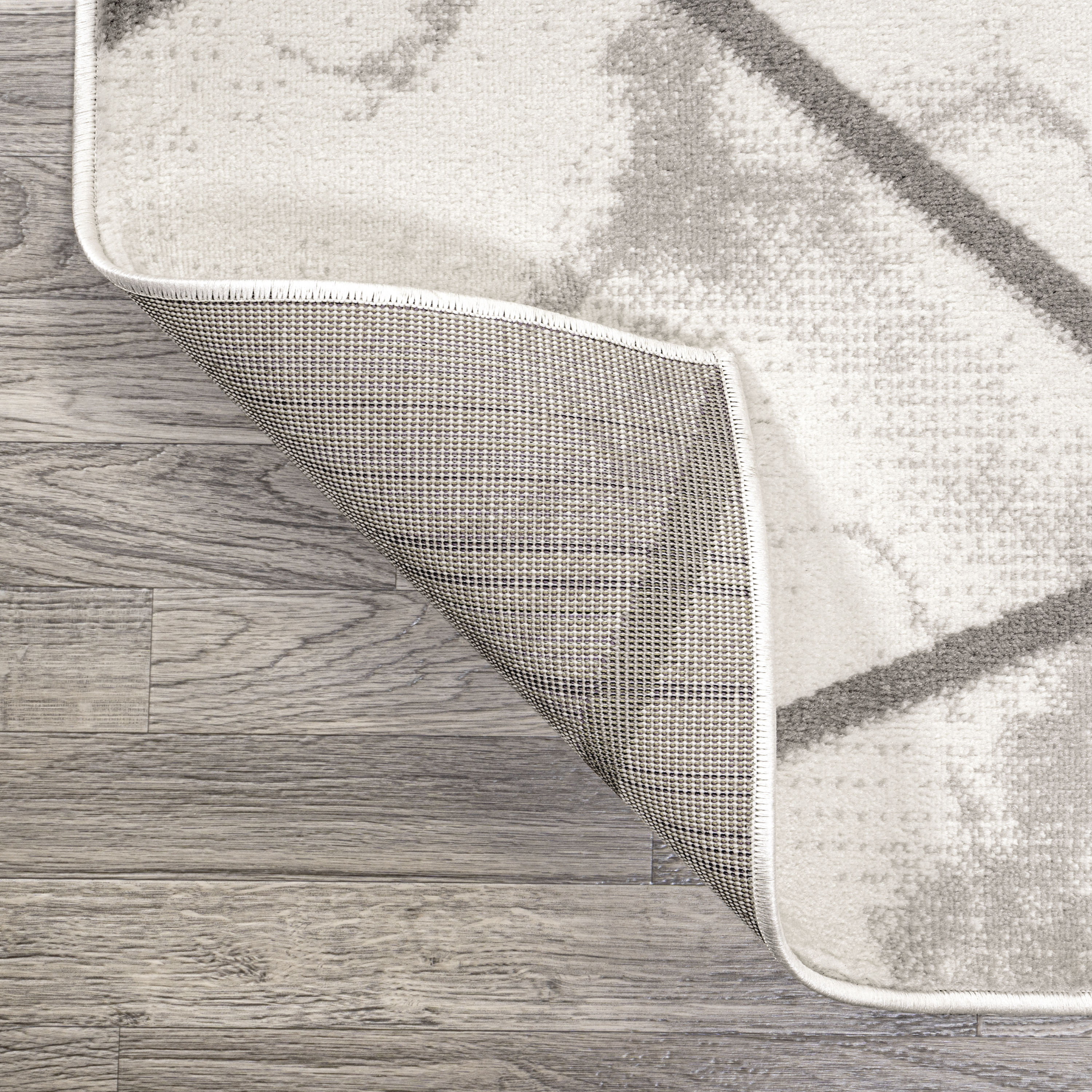 Patras Gray and Ivory Geometric Marbled Area Rug