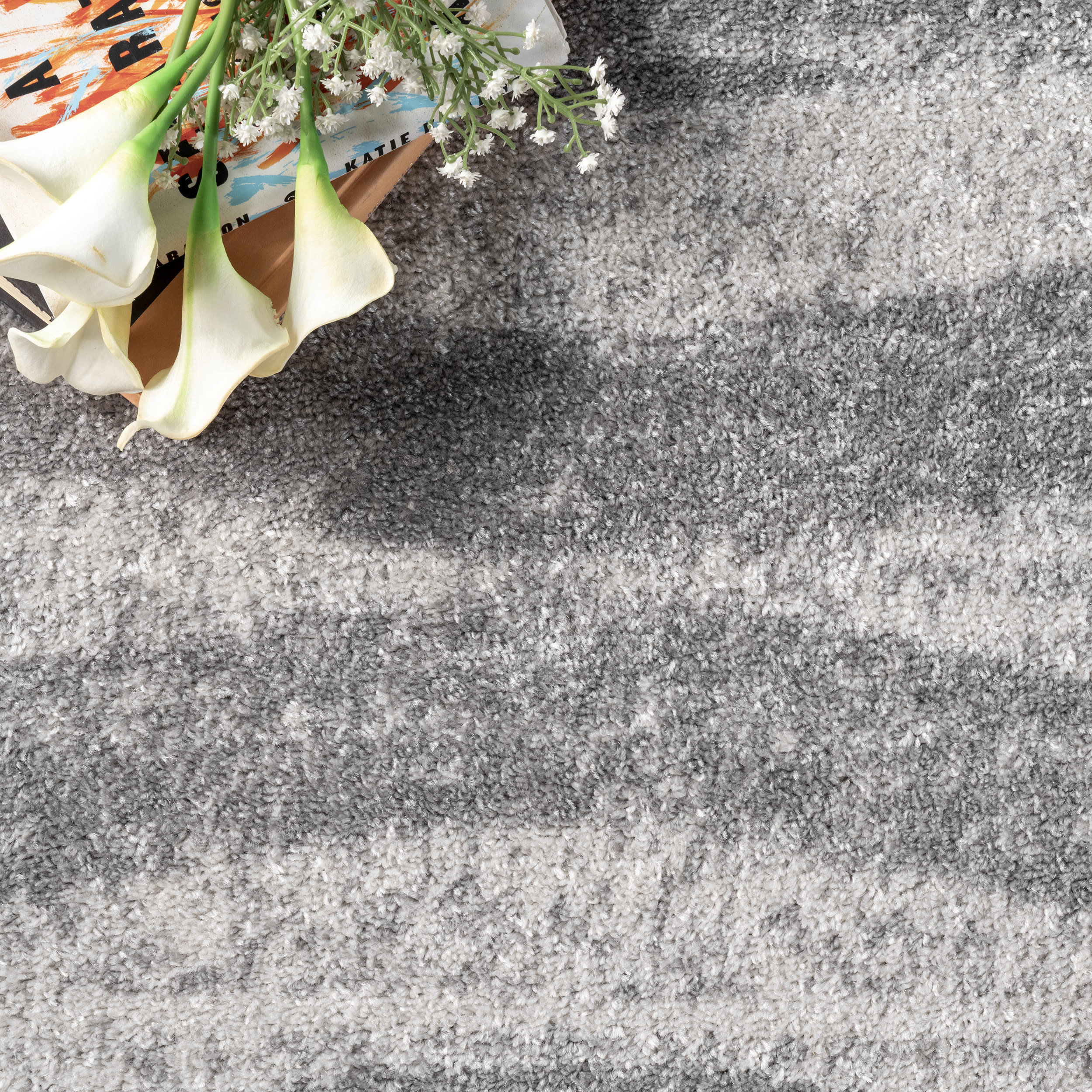 Reversible Gray Stripe Synthetic Area Rug 4' x 6'