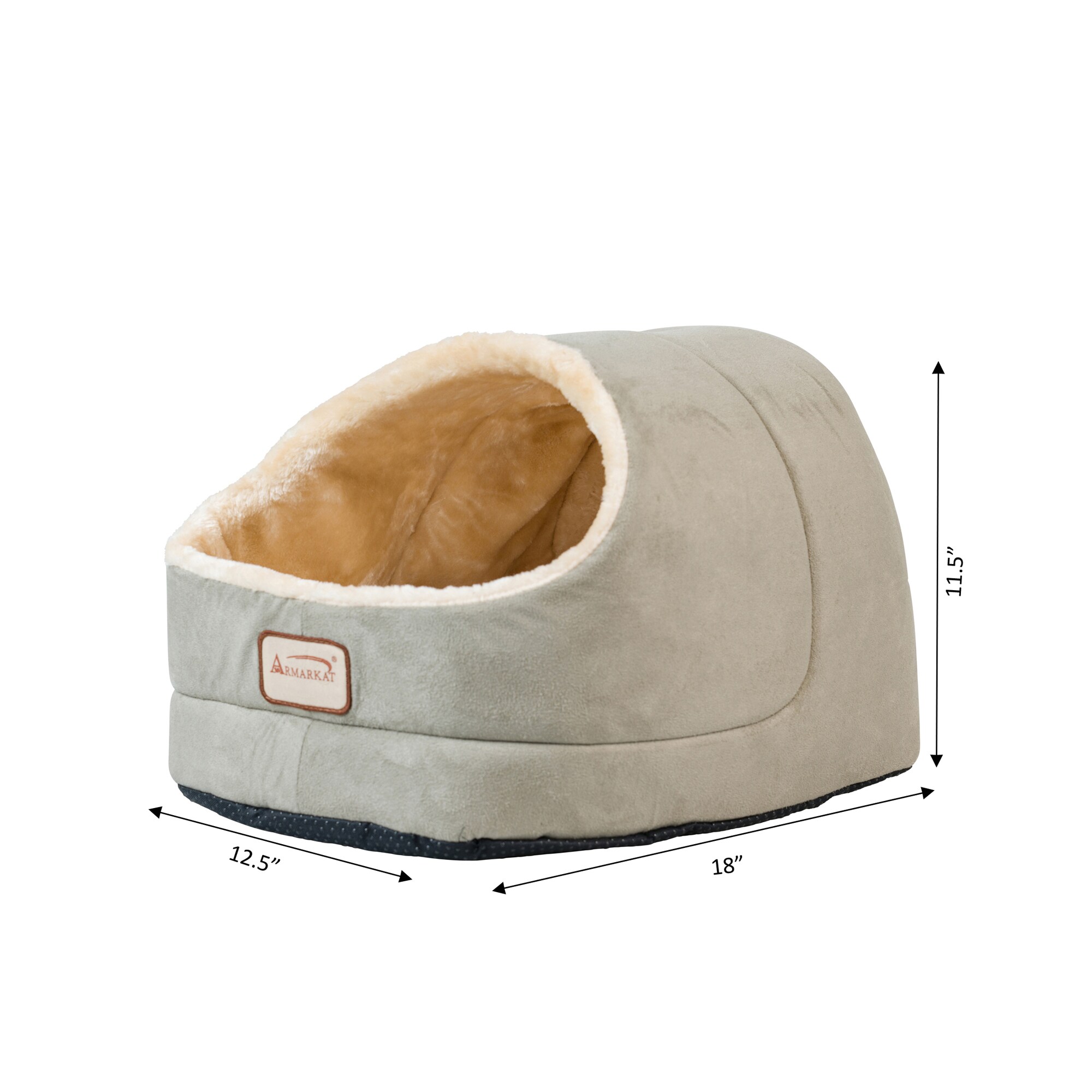Armarkat Sage Green/Beige Suede Enclosed Cat Bed (Small) in the