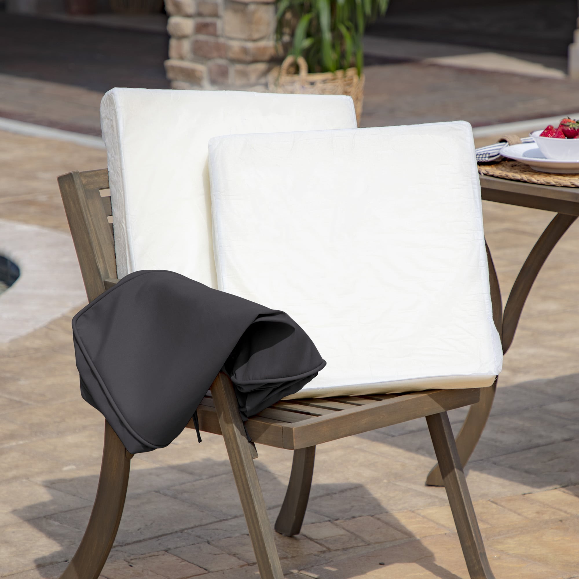 Arden Selections Profoam 20-in X 20-in Slate Grey Patio Chair Cushion 