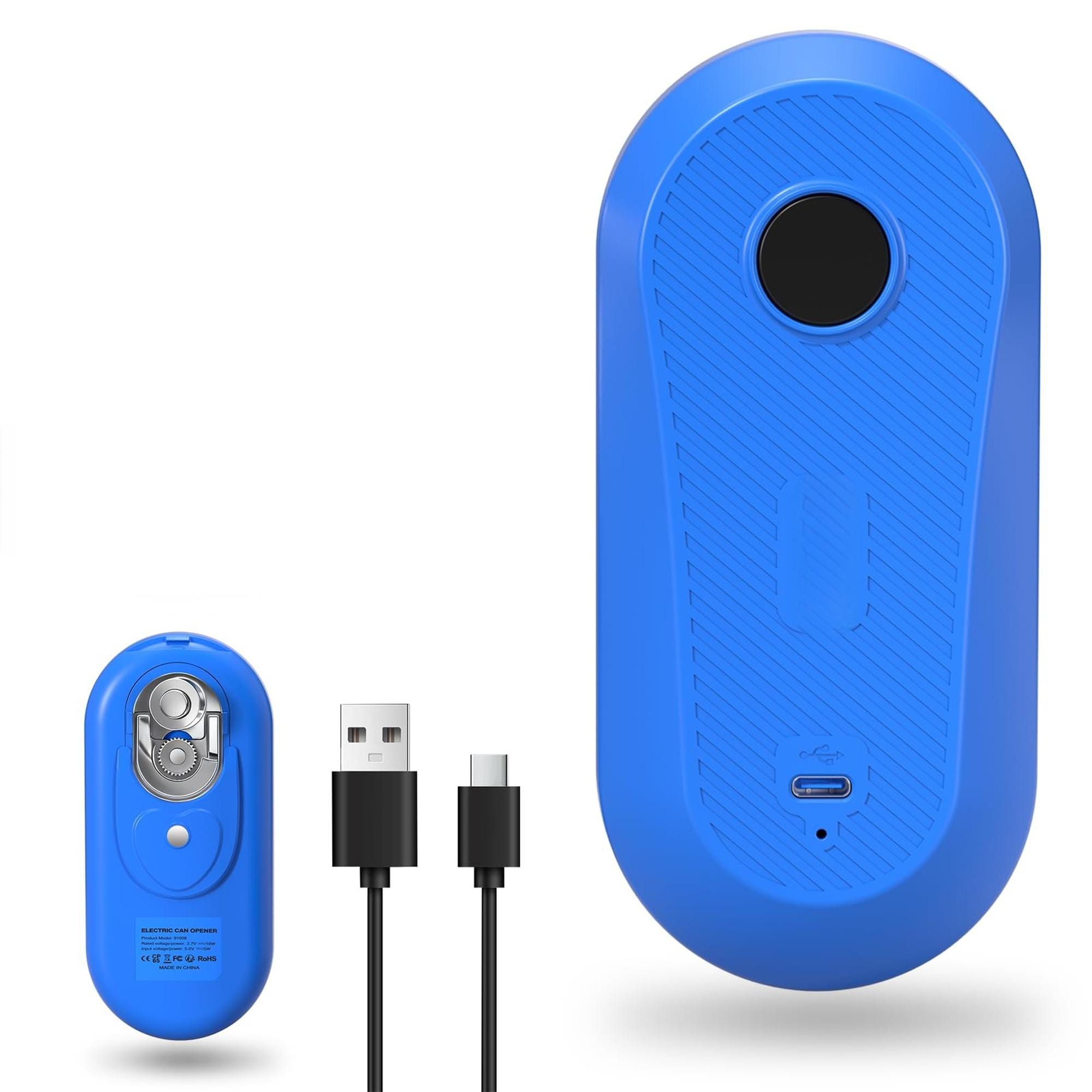 Wudkey Light Blue Large Plastic and Stainless Steel Electric Can Opener Rechargeable