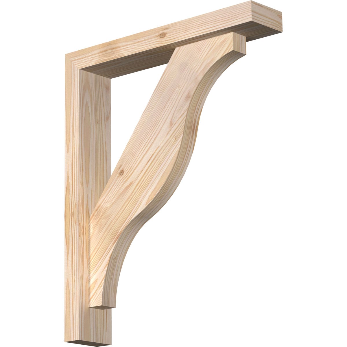 Ekena Millwork 1462513 Funston Block Smooth Bracket with Offset Brace 3-1/2-in x 18-in x 22-in Douglas fir Brown Wood Standard bracket