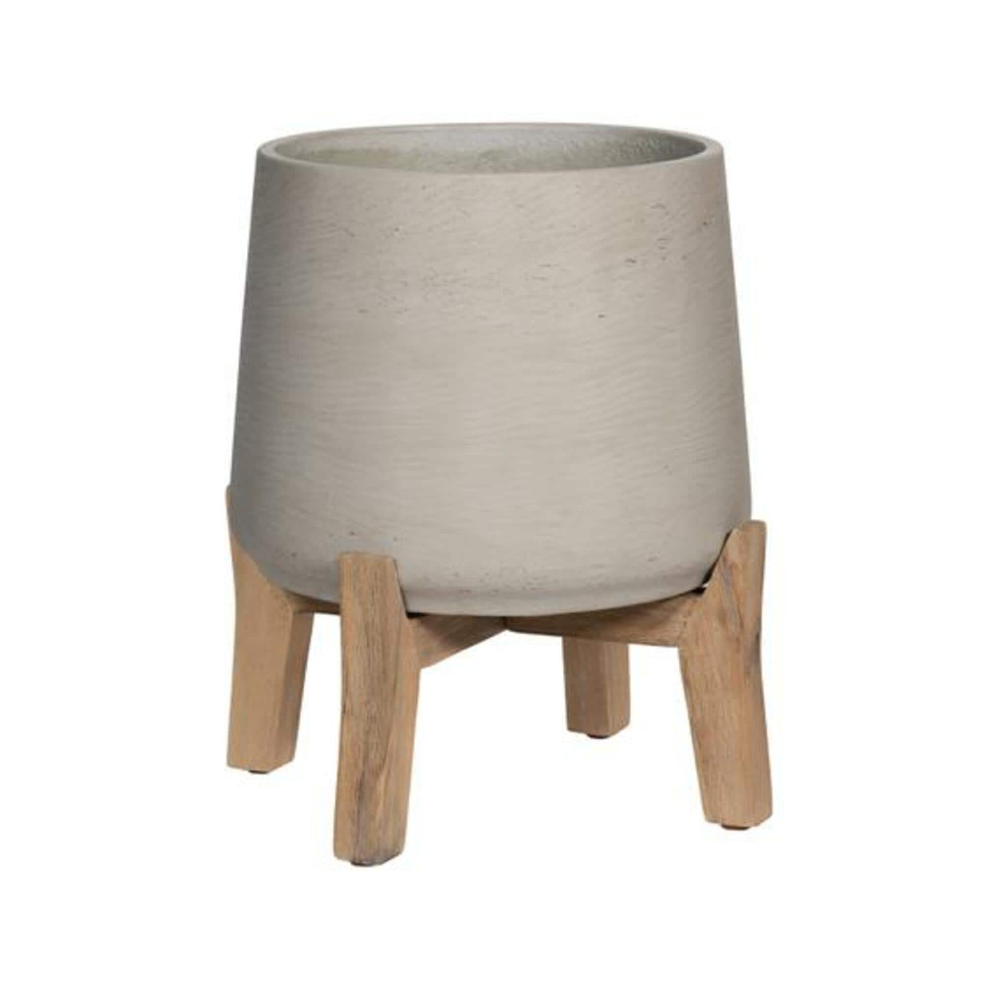 Pottery Pots PFL3026-38-34 Round 19.88-in W Extra Large Gray Clay Indoor/Outdoor Planter with Drainage Holes