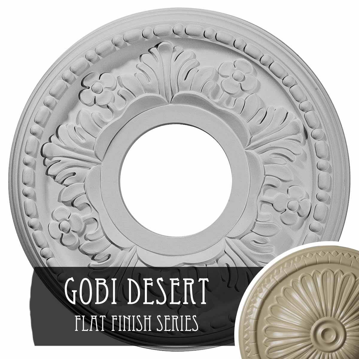 Ekena Millwork CM11HEGDF Helene 11.875-in W x 11.875-in L Painted Gobi Desert Polyurethane Whole Ceiling Medallion