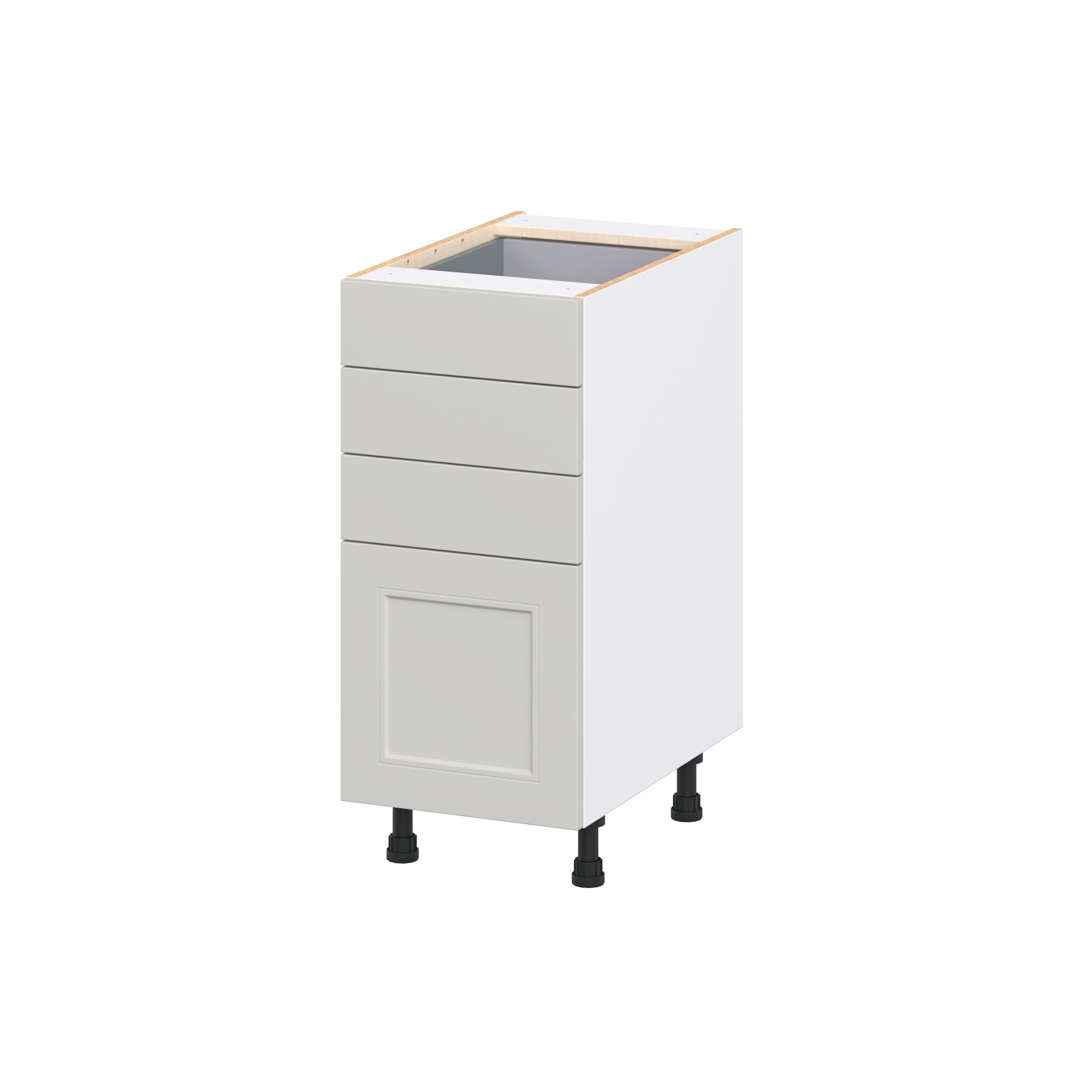 Hugo&Borg DSB4D15-BE Belcourt 15-in W x 34.5-in H x 24.5-in D Painted Light Gray 4 -Drawers Drawer Base Fully assembled Cabinet Recessed Panel Shaker