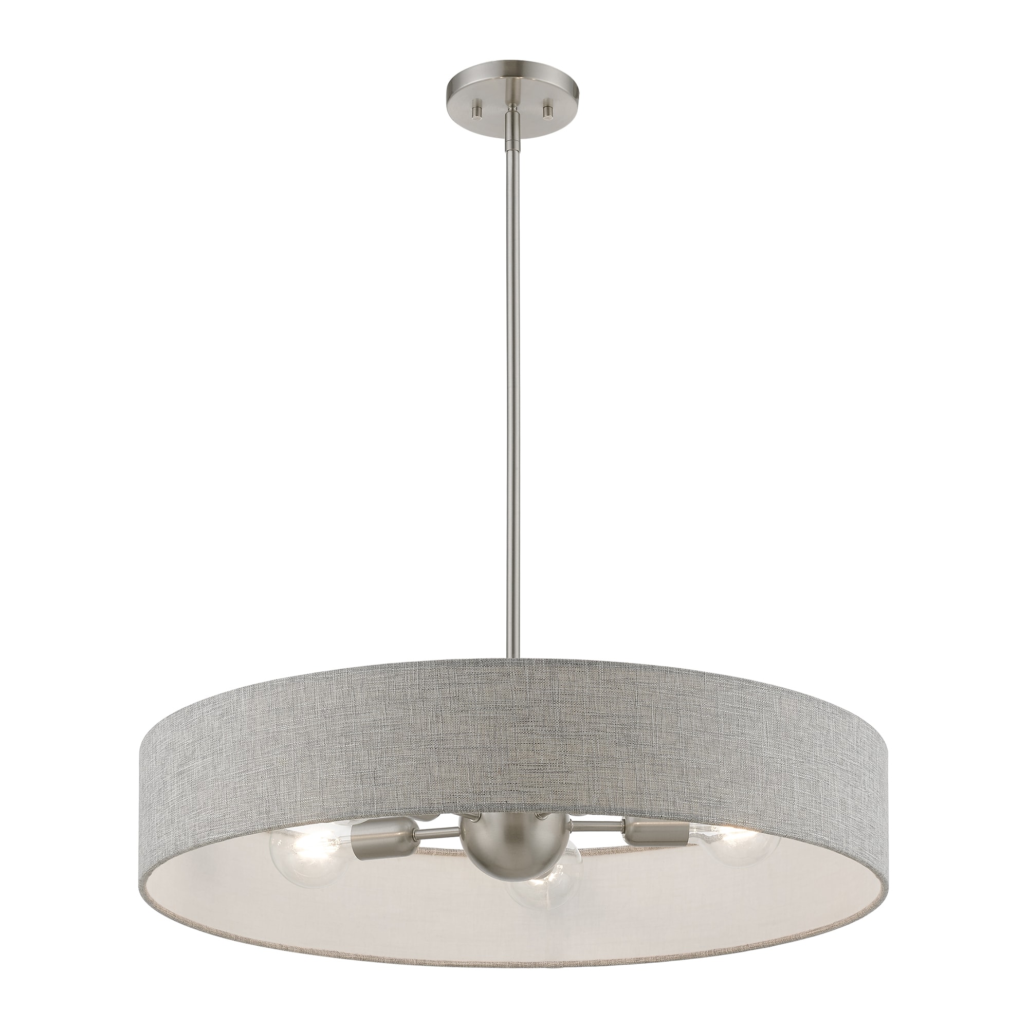 Elmhurst 26" Brushed Nickel & Shiny White 5-Light Drum Pendant