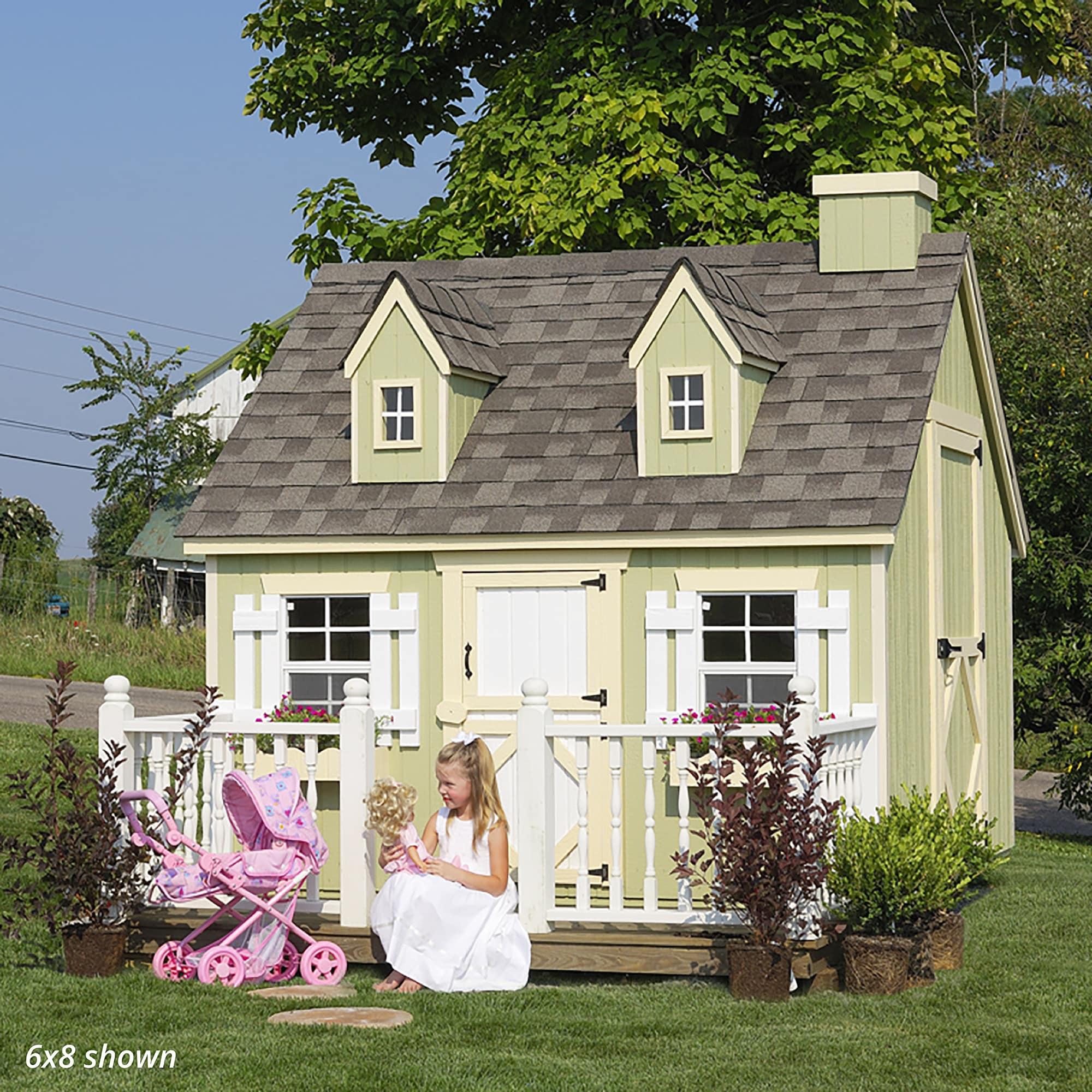 Little Cottage Co 6X8 CCP-PNK-FK-DR playhouses - View #7