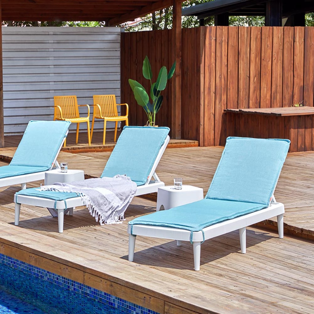 Lagoon K20#703001B04 Tahiti 54.3-in x 23.60-in Sky blue Patio chaise lounge chair cushion
