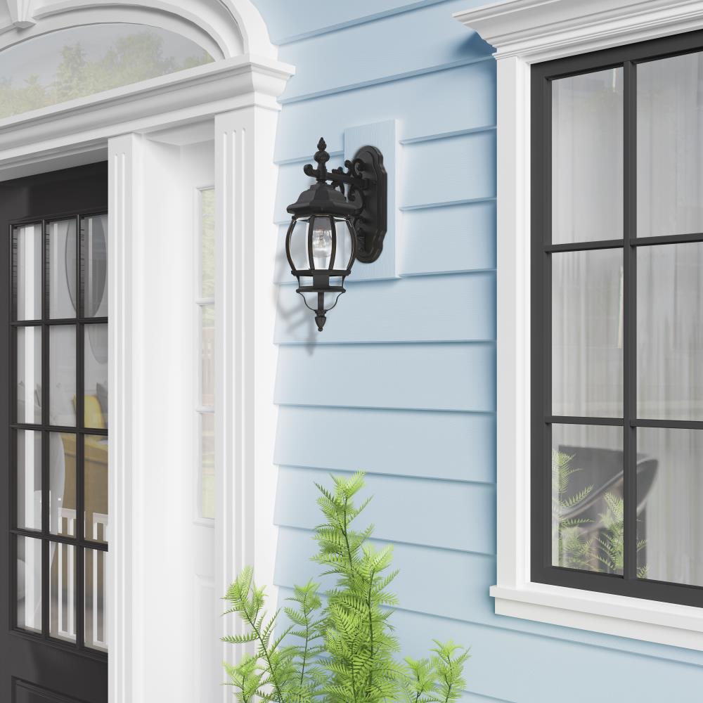 Black Aluminum Outdoor Wall Mount Lantern with Clear Glass