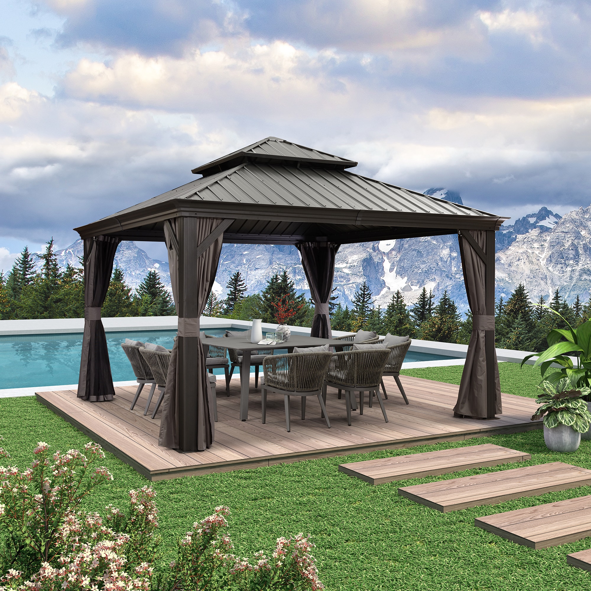 PURPLE LEAF LS04GHTG1212 Wood-Resin-Gazebos - View #4