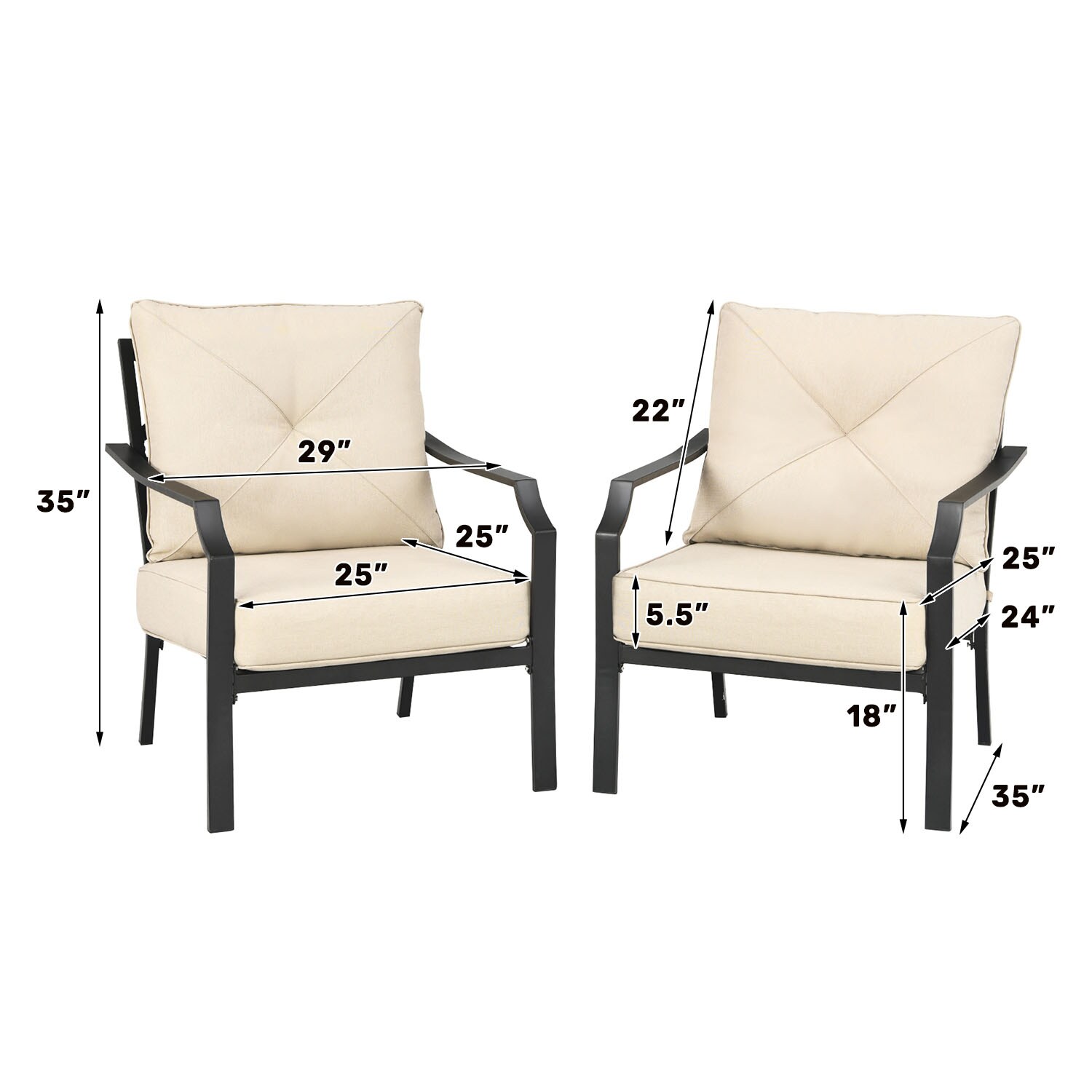 WELLFOR TDS10083BE Patio-Chairs - View #2