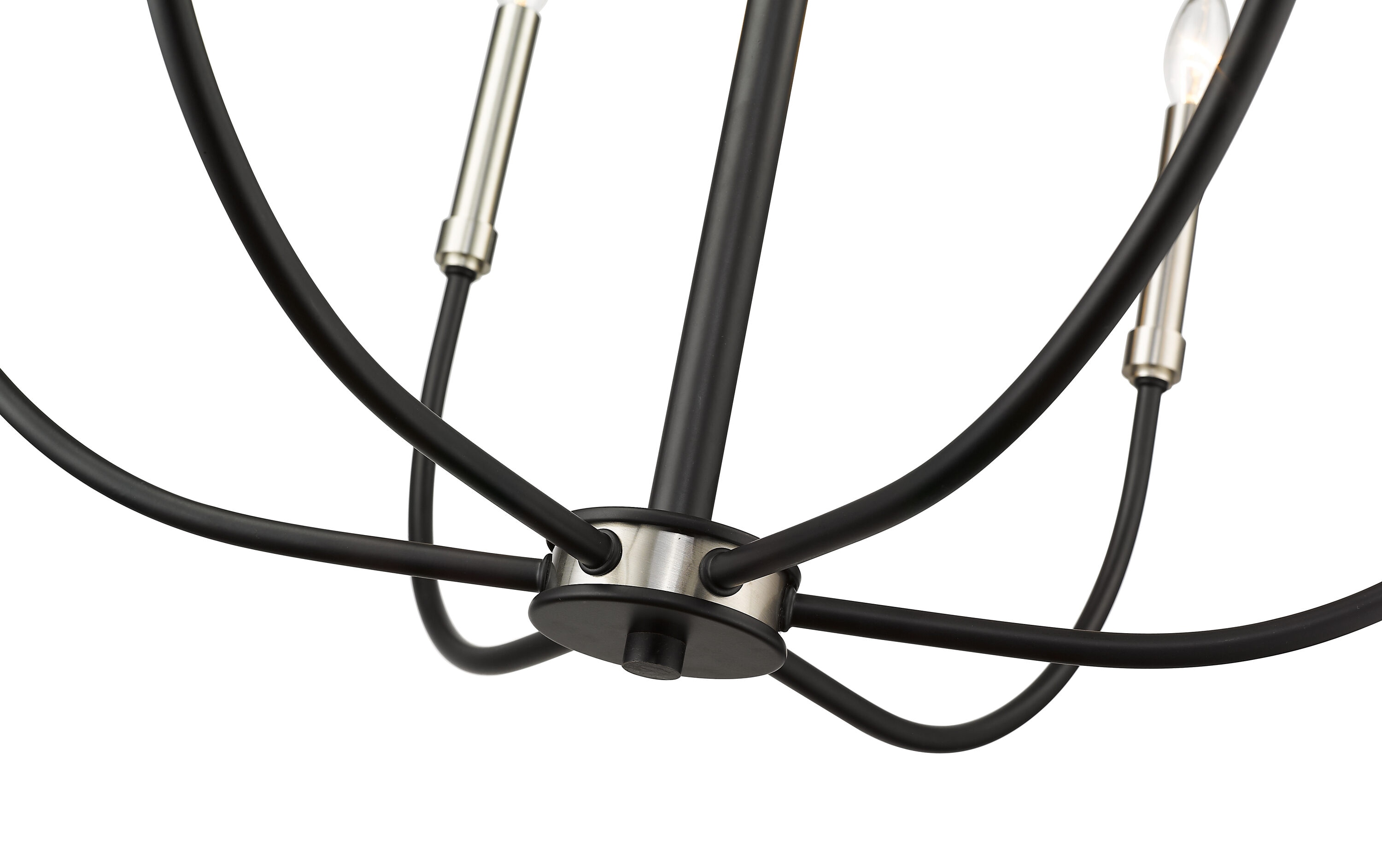 Matte Black and Brushed Nickel 6-Light Candelabra Chandelier