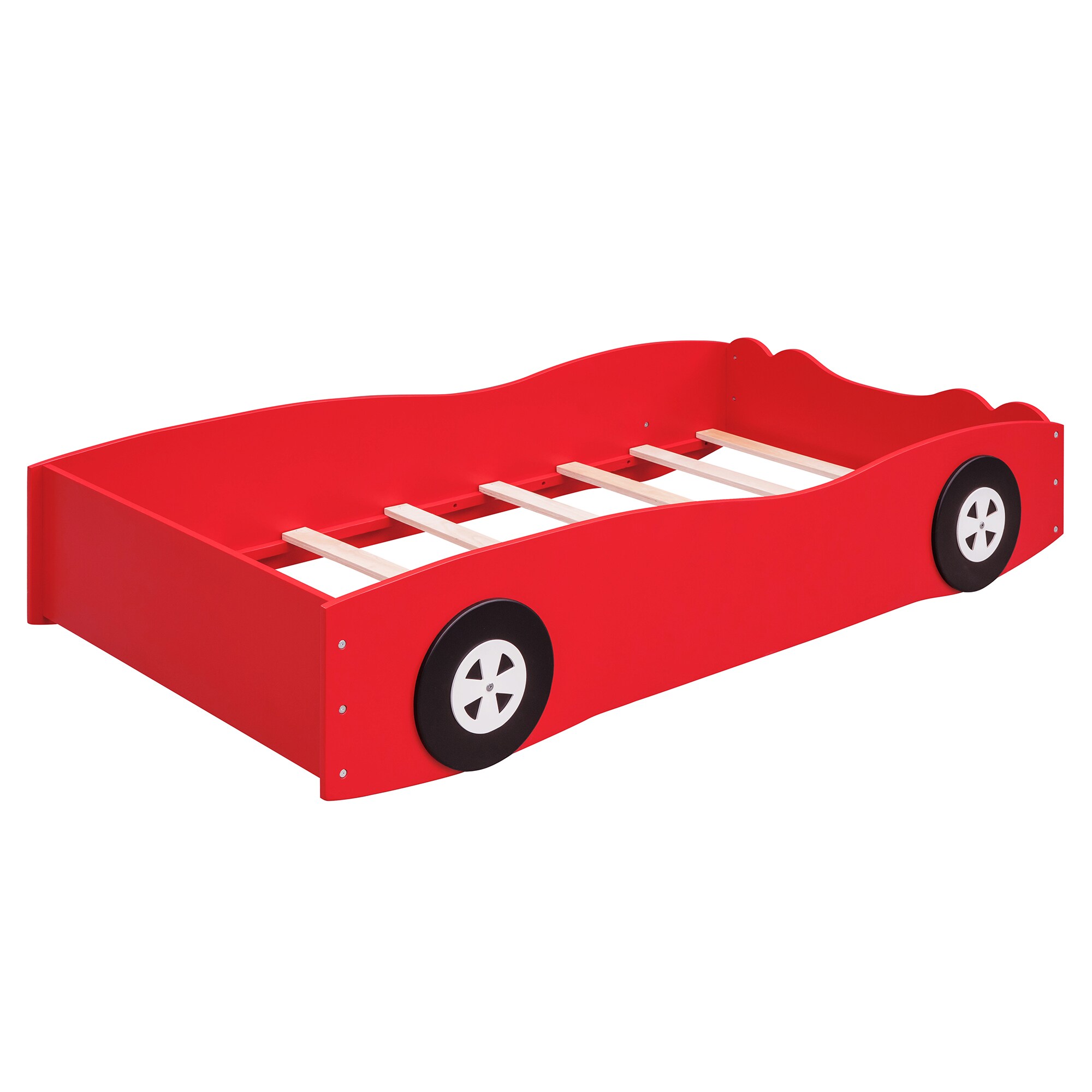 Qualler Car-shaped twin platform bed in red Twin Contemporary Platform ...