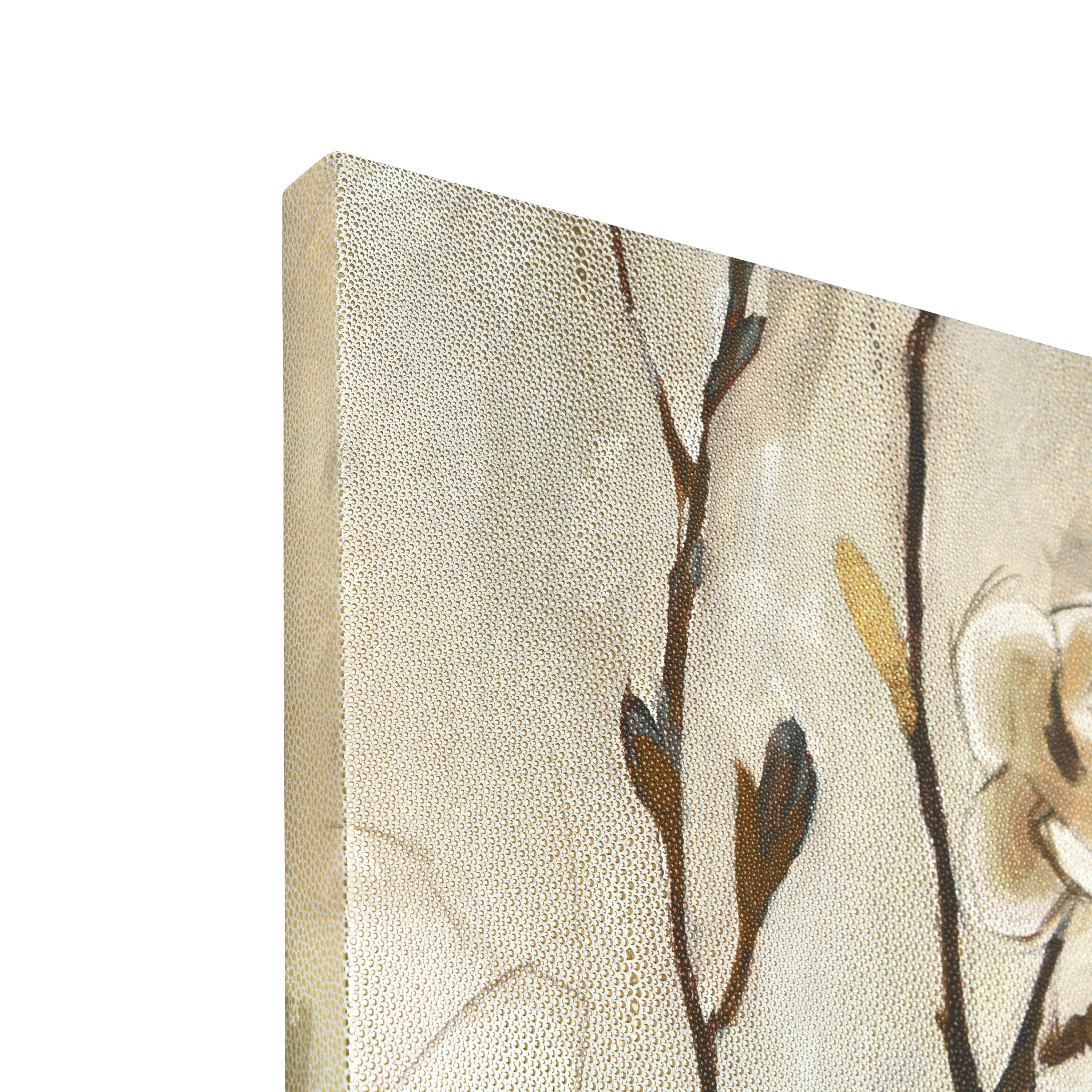 Blossoming Tranquility Gold Shagreen Floral Canvas Wall Art