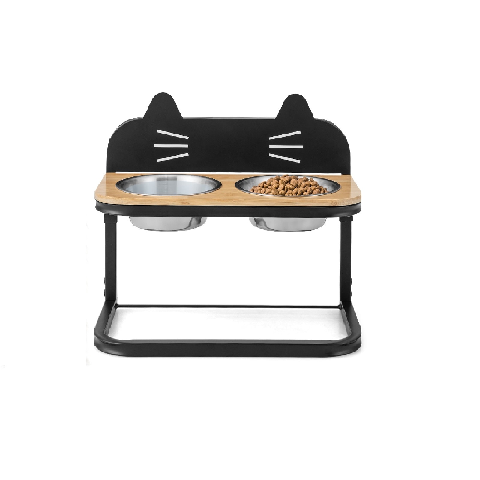 Slickblue Elevated Pet Feeder with 2 Stainless Steel Bowls and Adjustable Height for Kitchen or Living Room