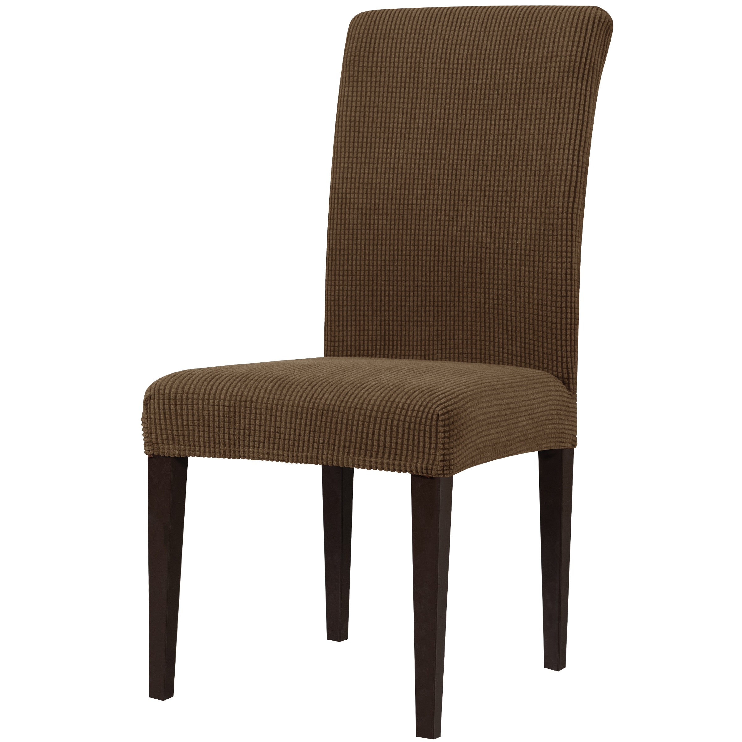 Textured grid Coffee Jacquard Dining Chair Slipcover 17-in W x 22-in H x 18-in D in Brown | - Subrtex SBTCS0015