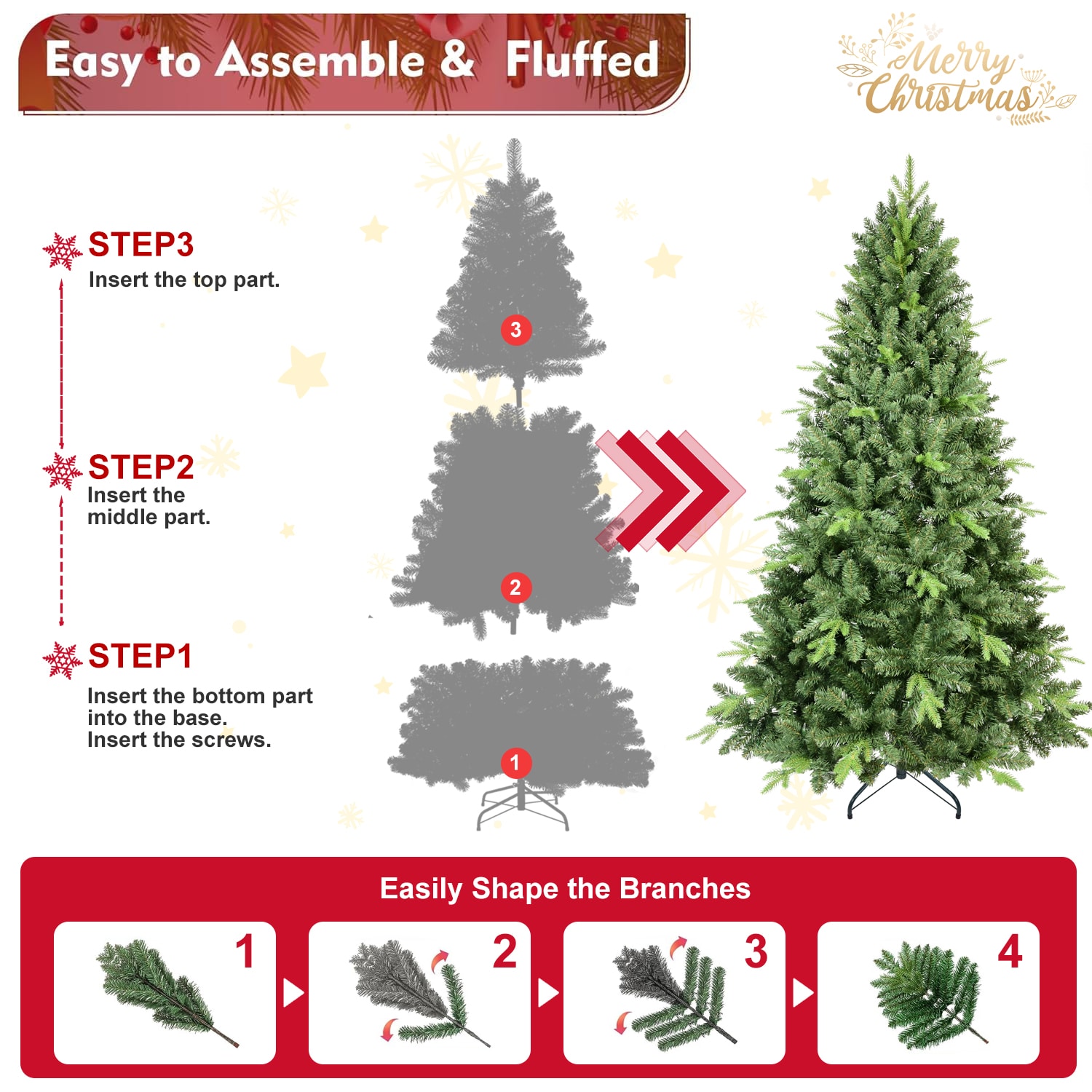 WELLFOR CM-HGY-23487US Artificial-Christmas-Trees - View #4