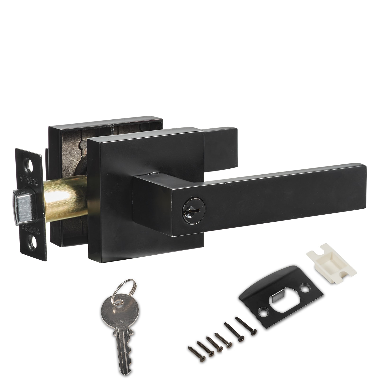 VEVOR DYCMBS1JFX00IVAOYV0 1 PCs Entry Lever Door Handle Knob and Key Locking Black Zinc Alloy Interior/Exterior Bed/Bath Hall/Closet Keyed entry Door Handle