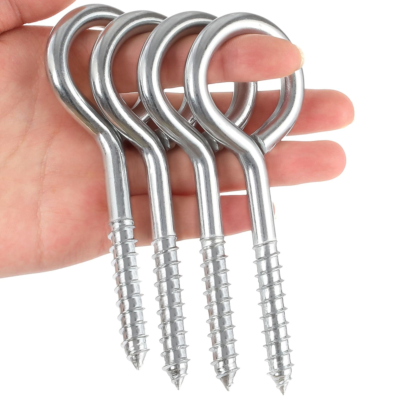 Etokfoks  Stainless Steel Large Eye Bolts 5 Inch 4 Pack Zinc Coated Heavy Duty 500 lb for Hammock Gym Garden
