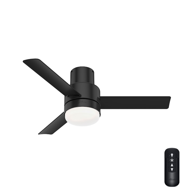 Hunter Gilmour 44 In Matte Black Led Indoor Outdoor Flush Mount Ceiling Fan With Light Remote 3 Blade The Fans Department At Com - 44 Inch Flush Mount Outdoor Ceiling Fan With Light