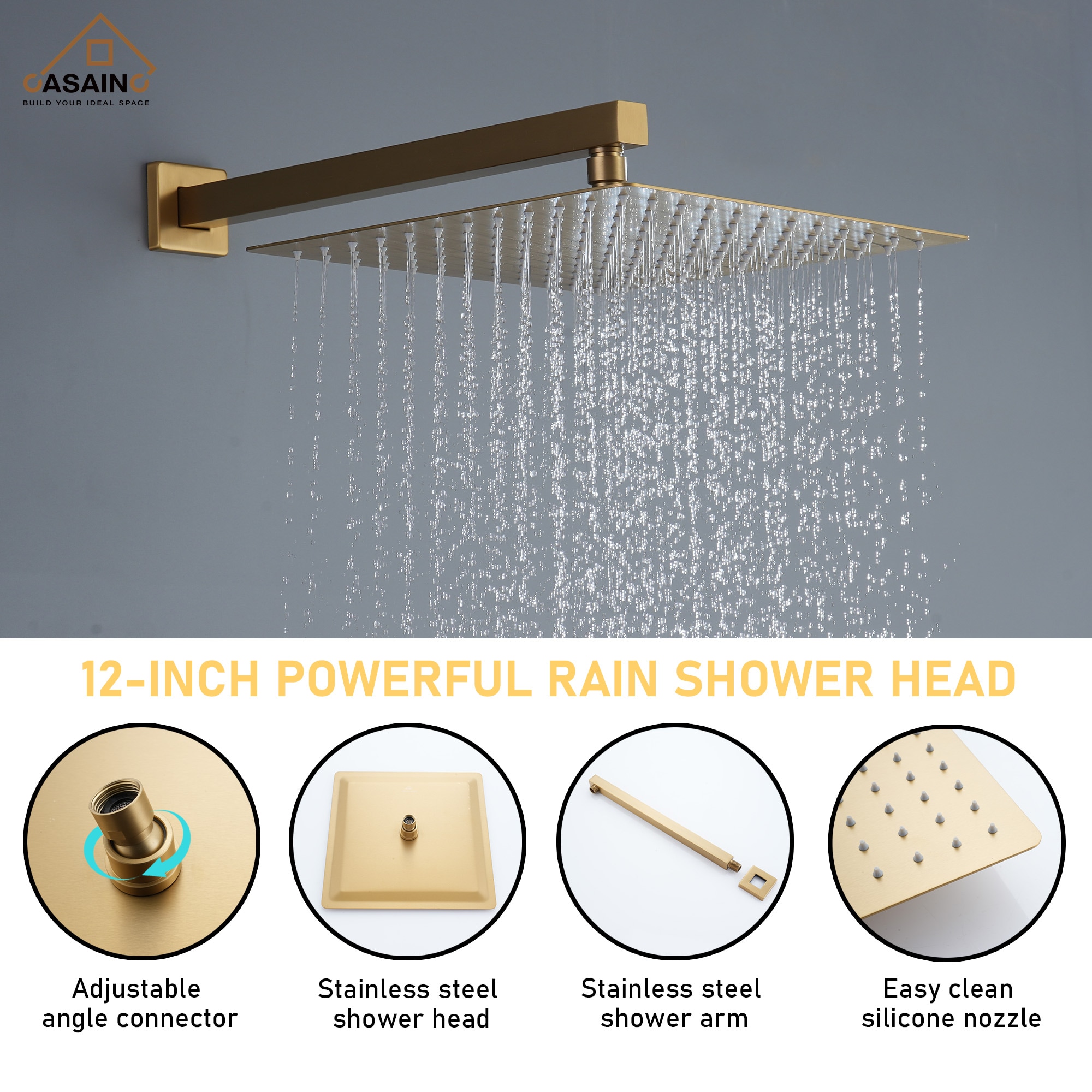 CASAINC CS6077-BG Showerhead-Bar-Panels - View #11