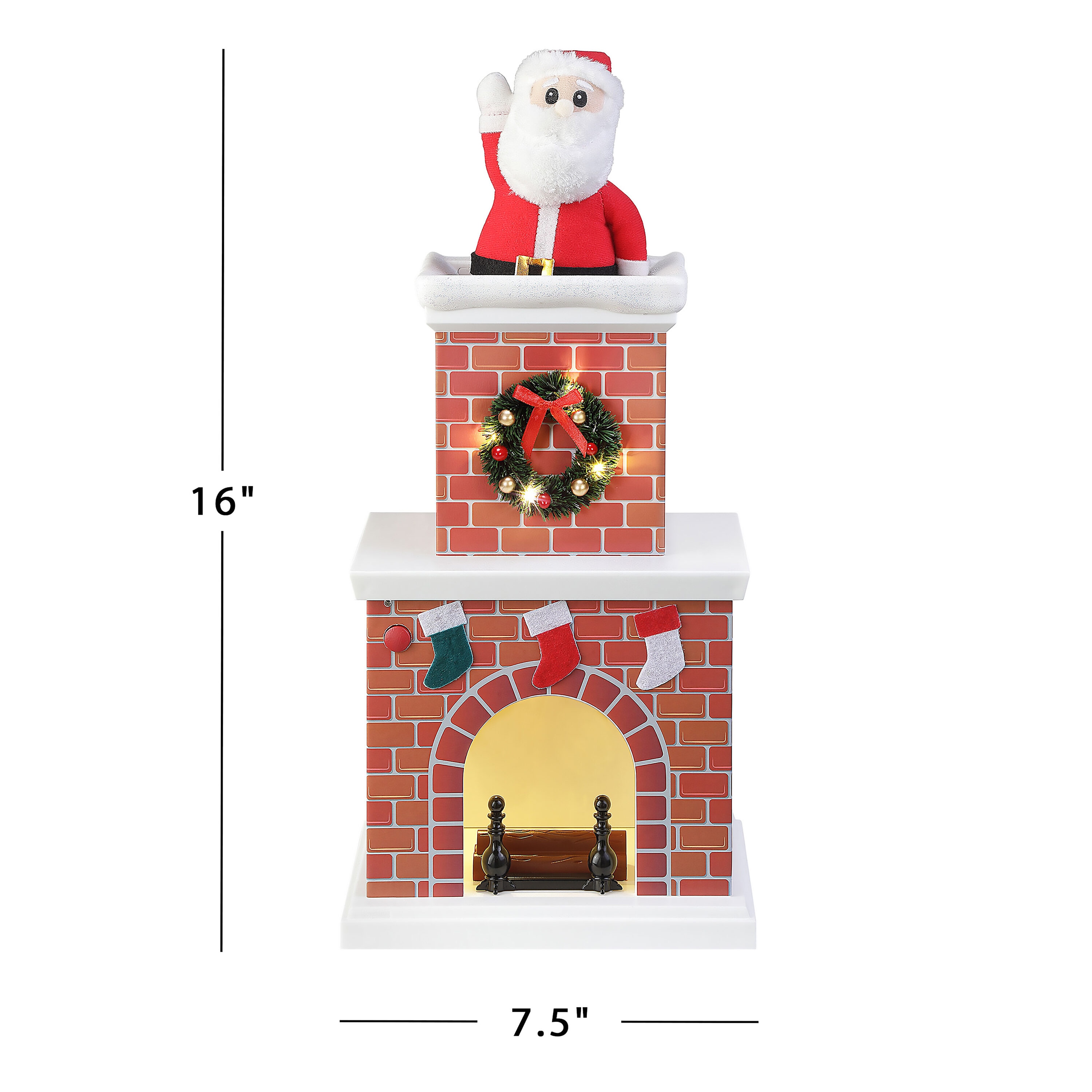Animated Santa in Chimney with LED Lights and Music