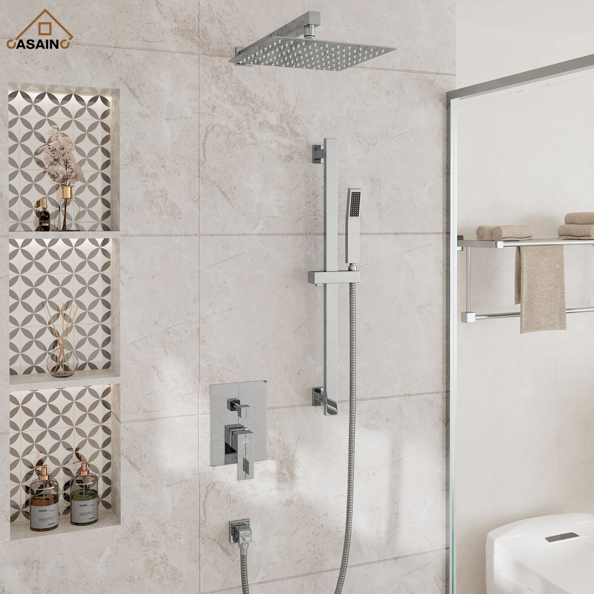 CASAINC M6628-A-10-CP Showerhead-Bar-Panels - View #2