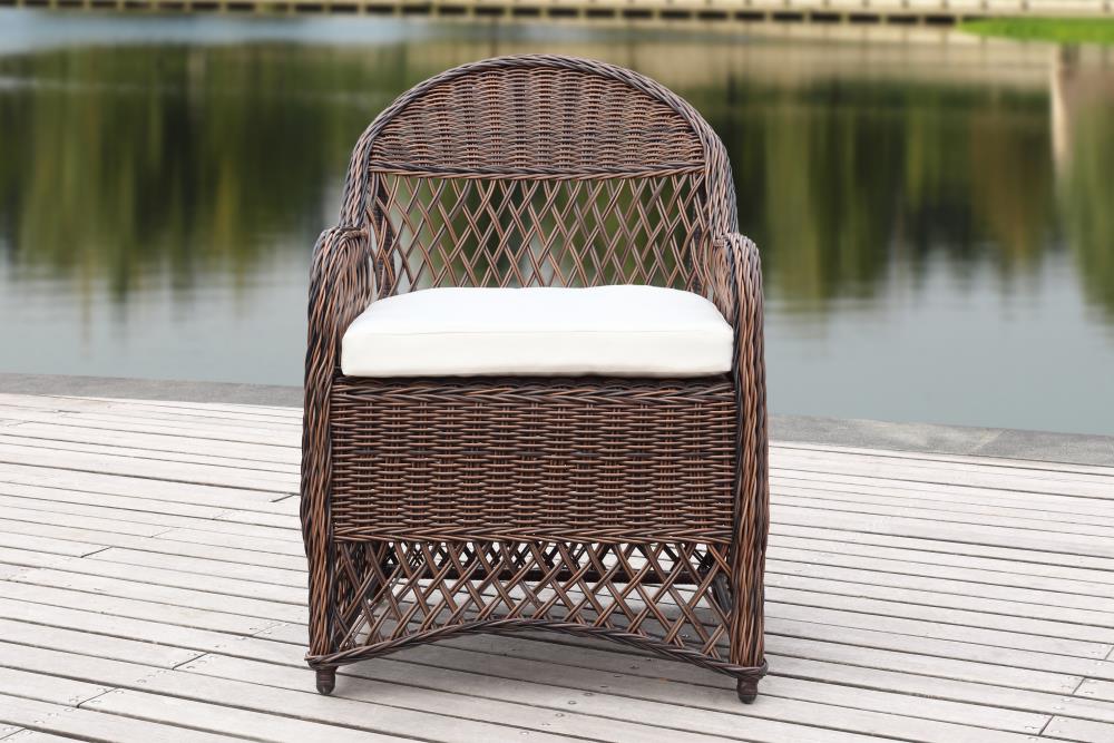 Safavieh Davies Wicker Brown Rattan Frame Stationary Conversation Chair ...