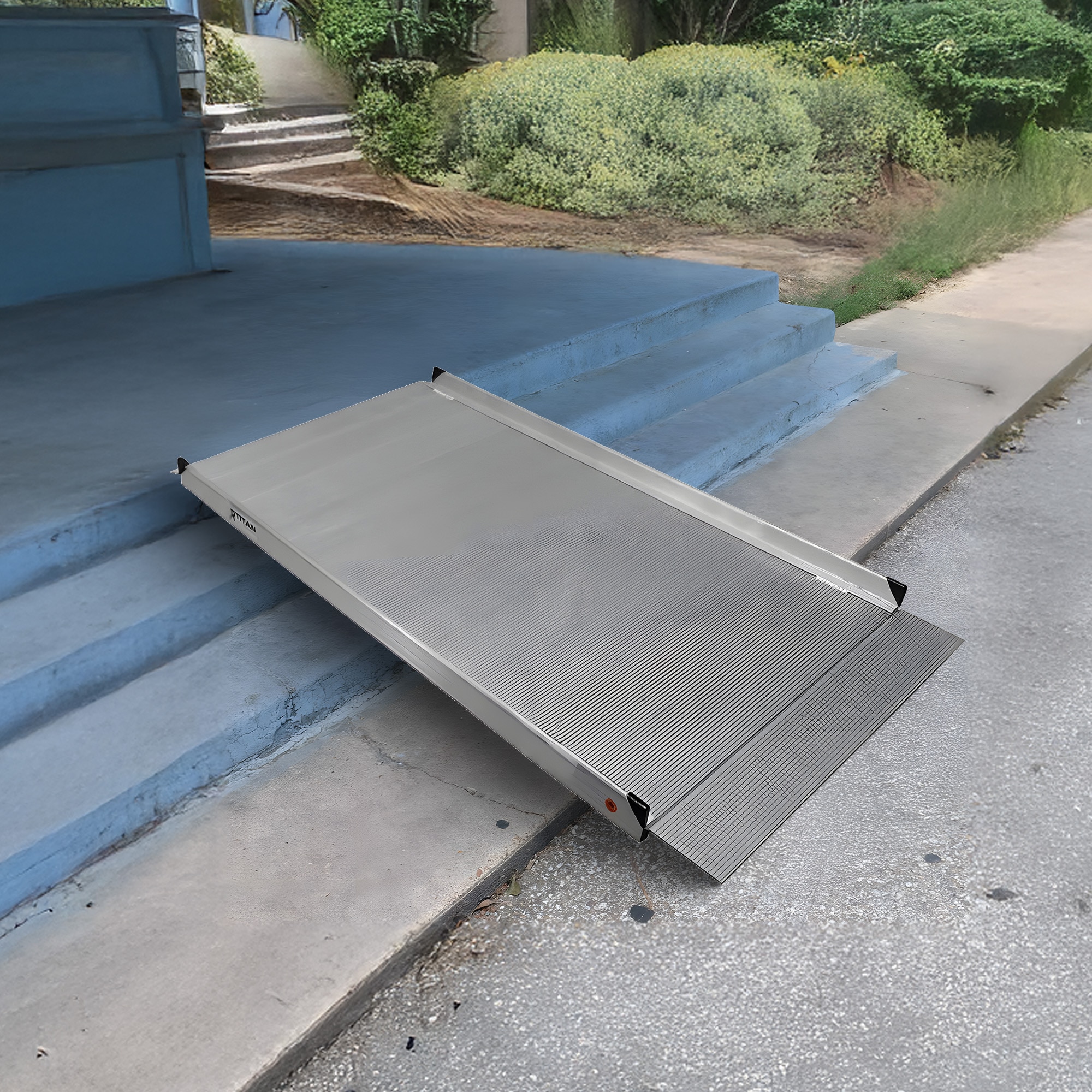 Titan Ramps 6 Foot Aluminum Wheelchair Entry Ramp One Piece 850 Pound ...